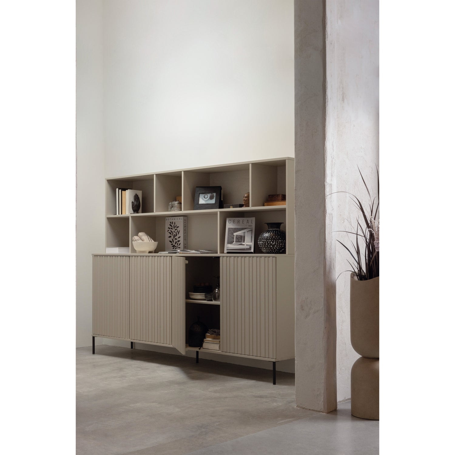 WOOOD Dressoir 'New Gravure' Grenenhout, 200cm, kleur Dust