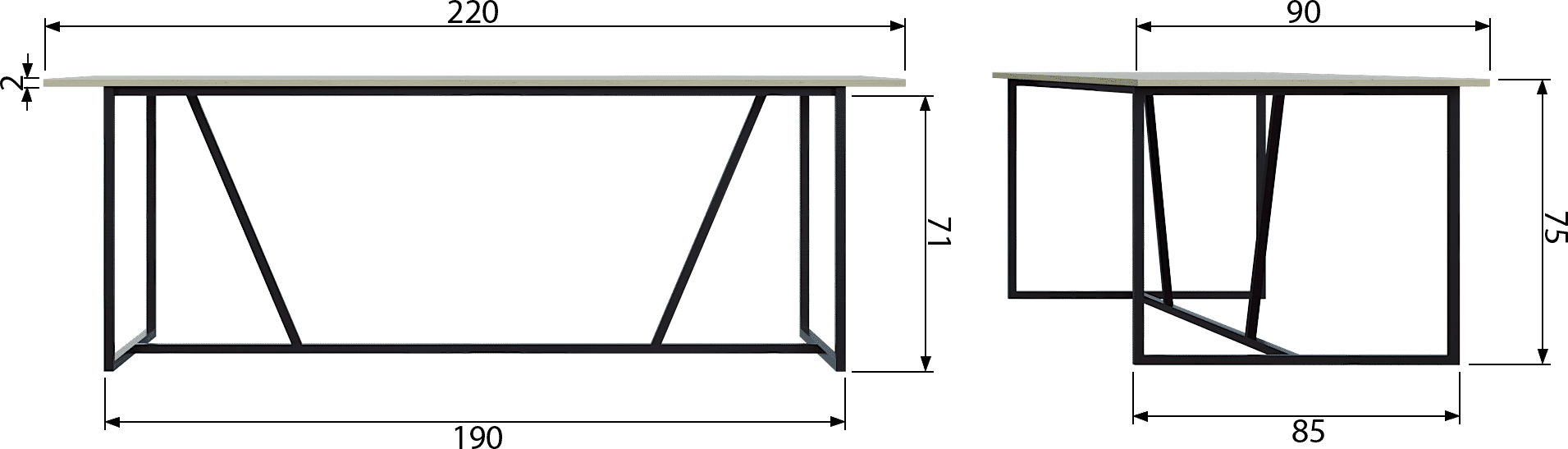 WOOOD Eettafel 'Silas' Essen, 220 x 90cm, kleur Dust