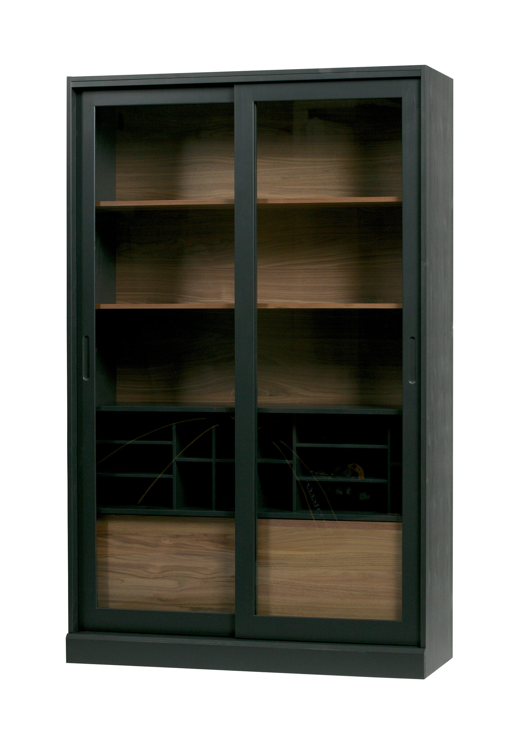 WOOOD Vitrinekast 'James' Grenen, 200 x 125cm, kleur Zwart