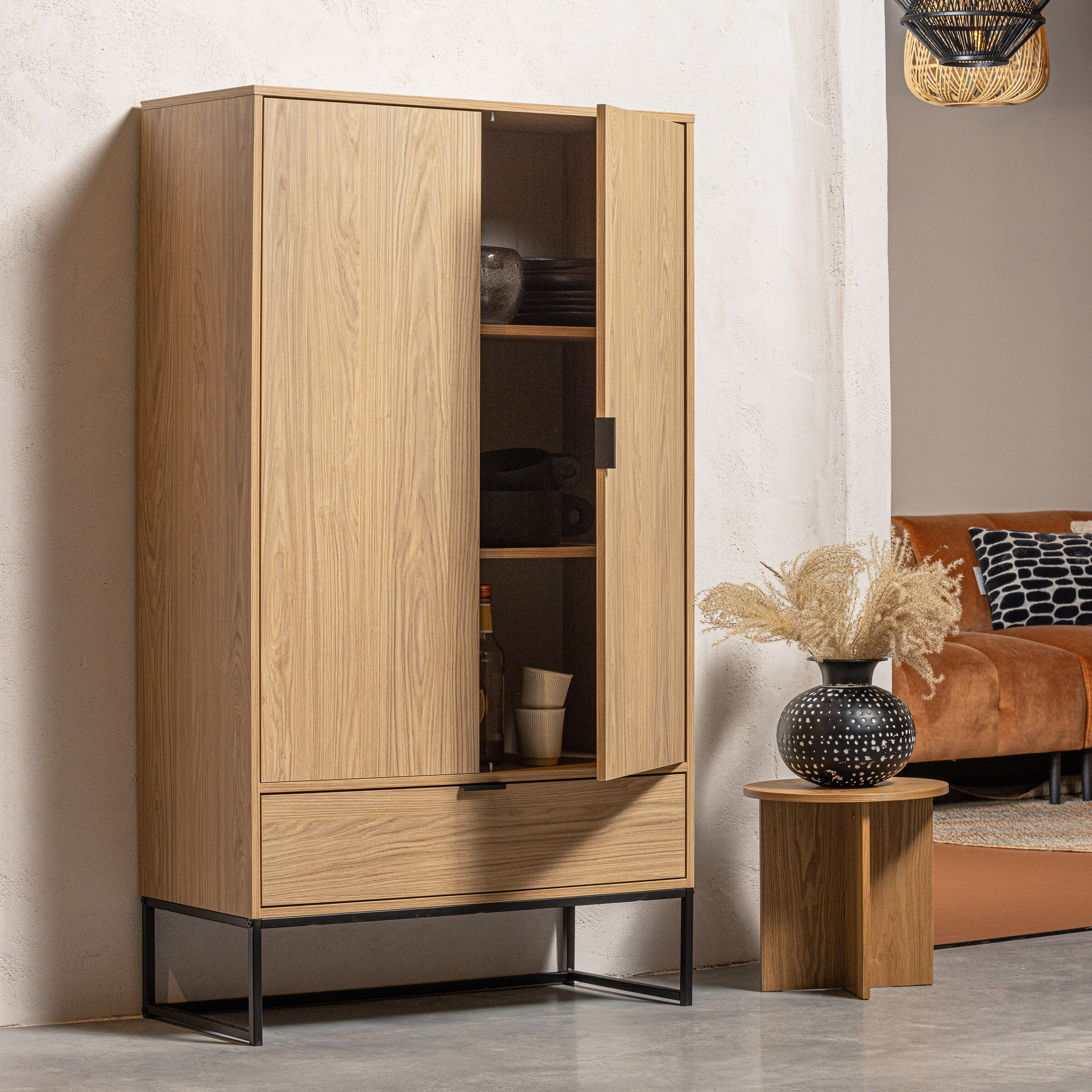 WOOOD Opbergkast 'Silas' Eiken, 149 x 85cm, kleur Naturel