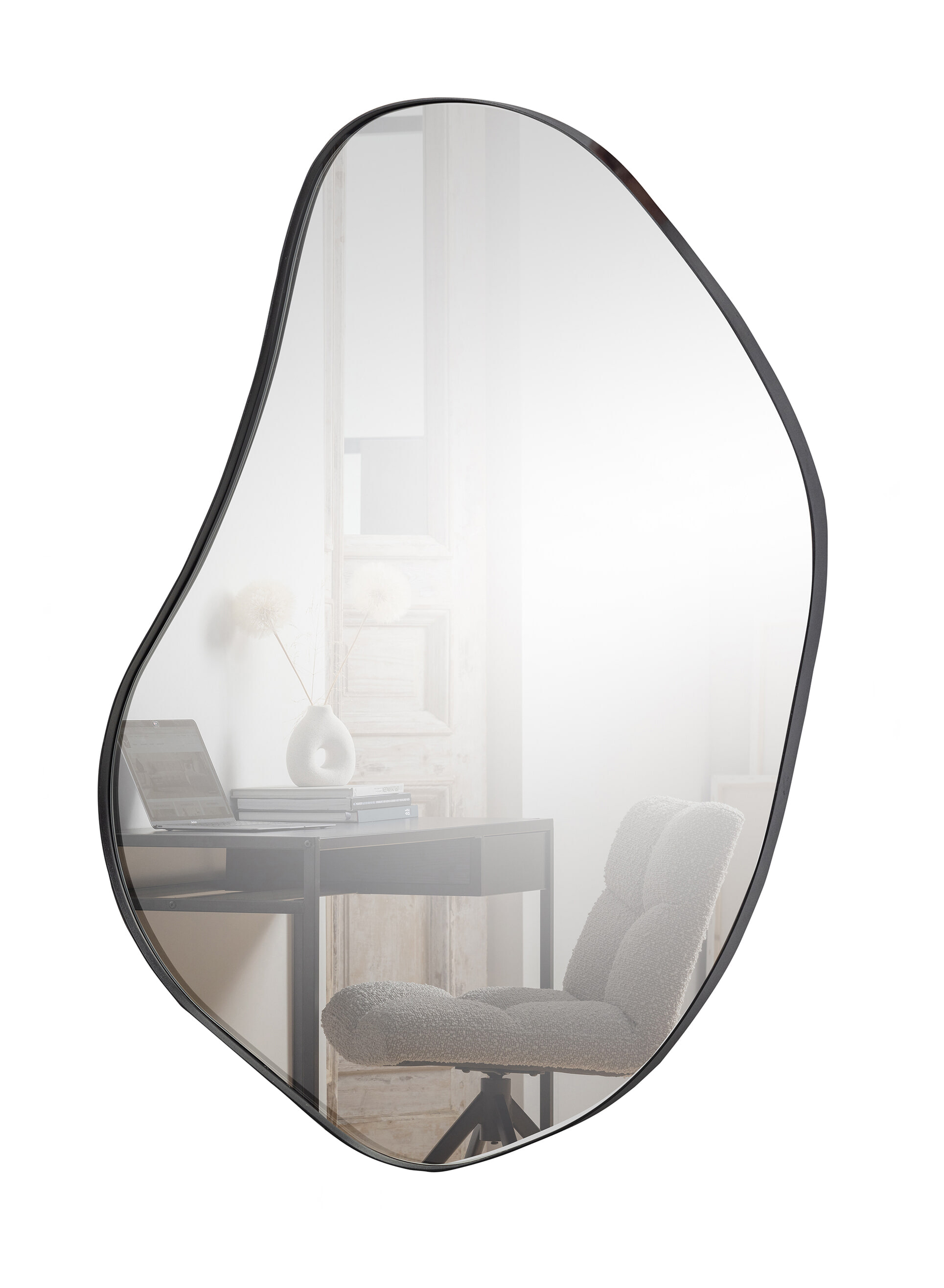 WOOOD Organische Spiegel 'Romee' 100 x 70cm, kleur Zwart