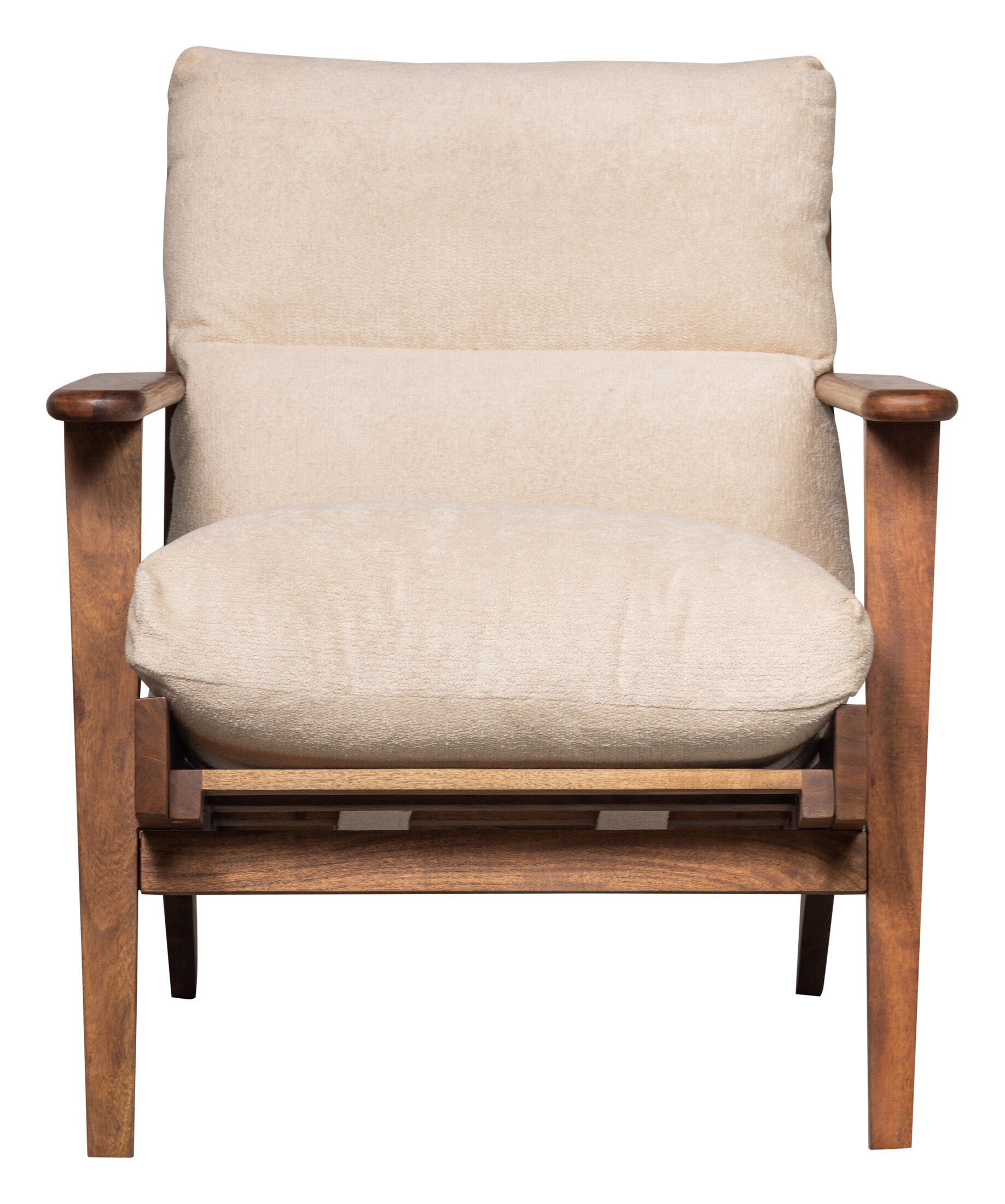 WOOOD Fauteuil 'Houston' Bouclé / Acaciahout, kleur Naturel