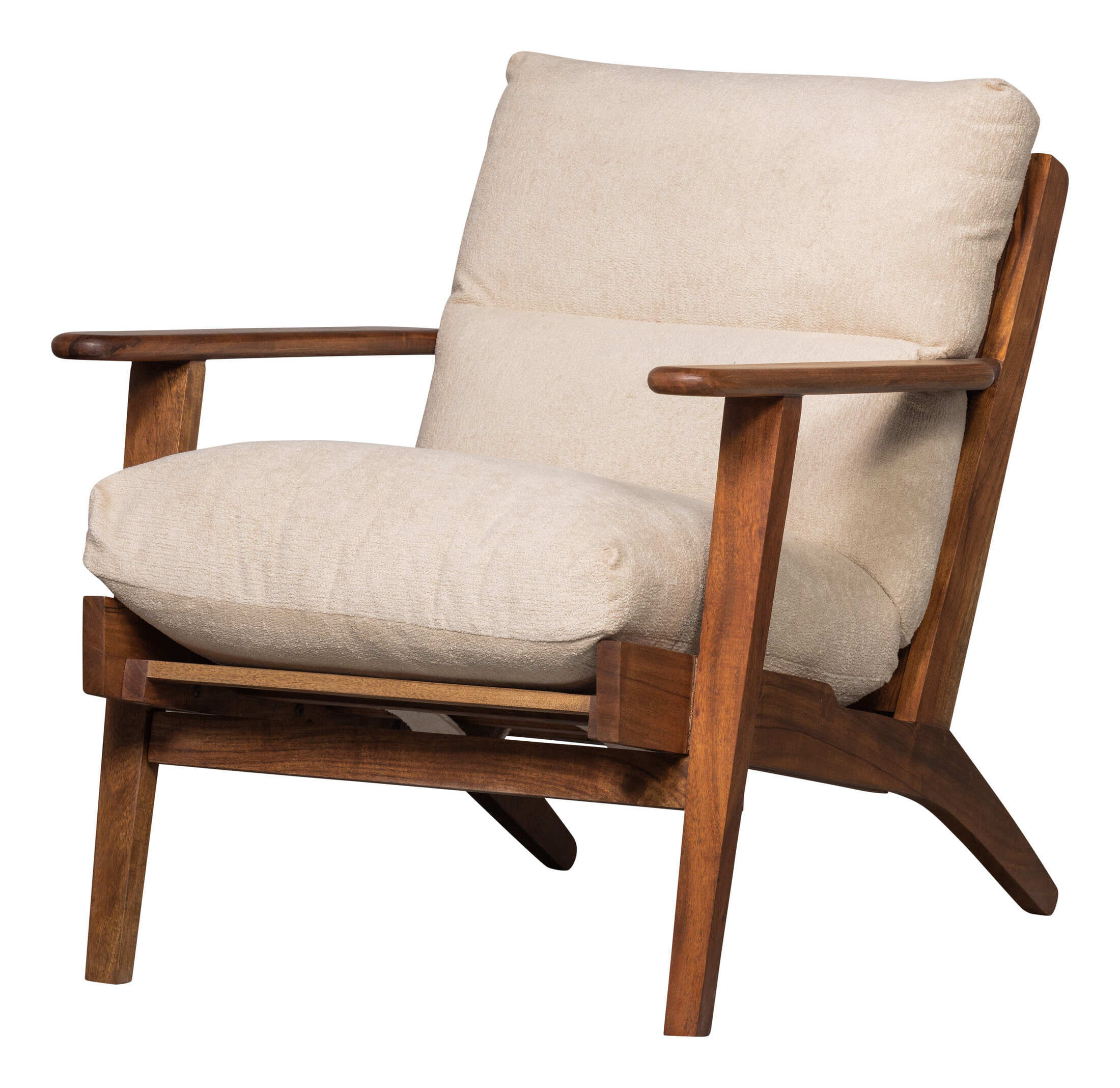 WOOOD Fauteuil 'Houston' Bouclé / Acaciahout, kleur Naturel