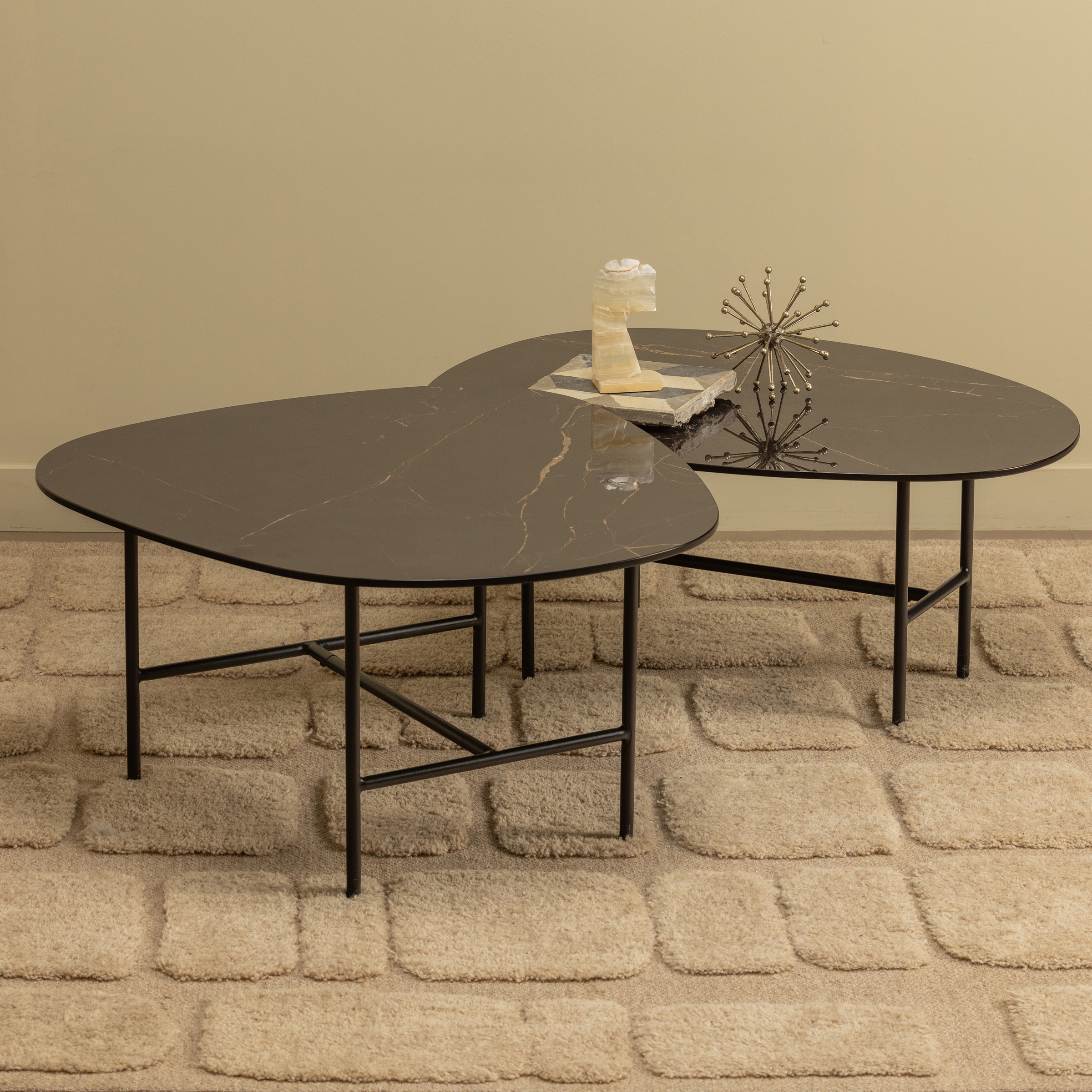 WOOOD Salontafel 'Vajen' Marmerlook, 80 x 60cm, kleur Zwart