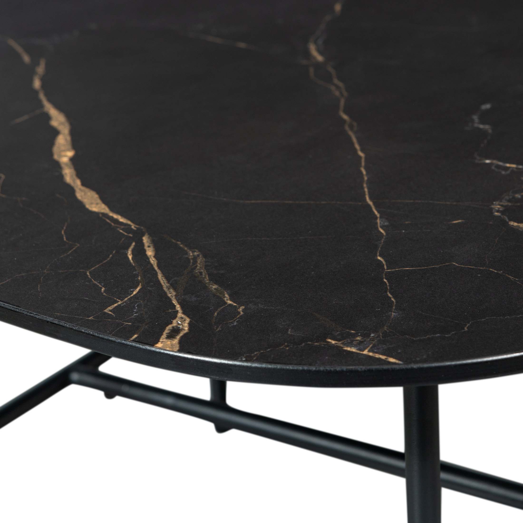 WOOOD Salontafel 'Vajen' Marmerlook, 70 x 70cm, kleur Zwart