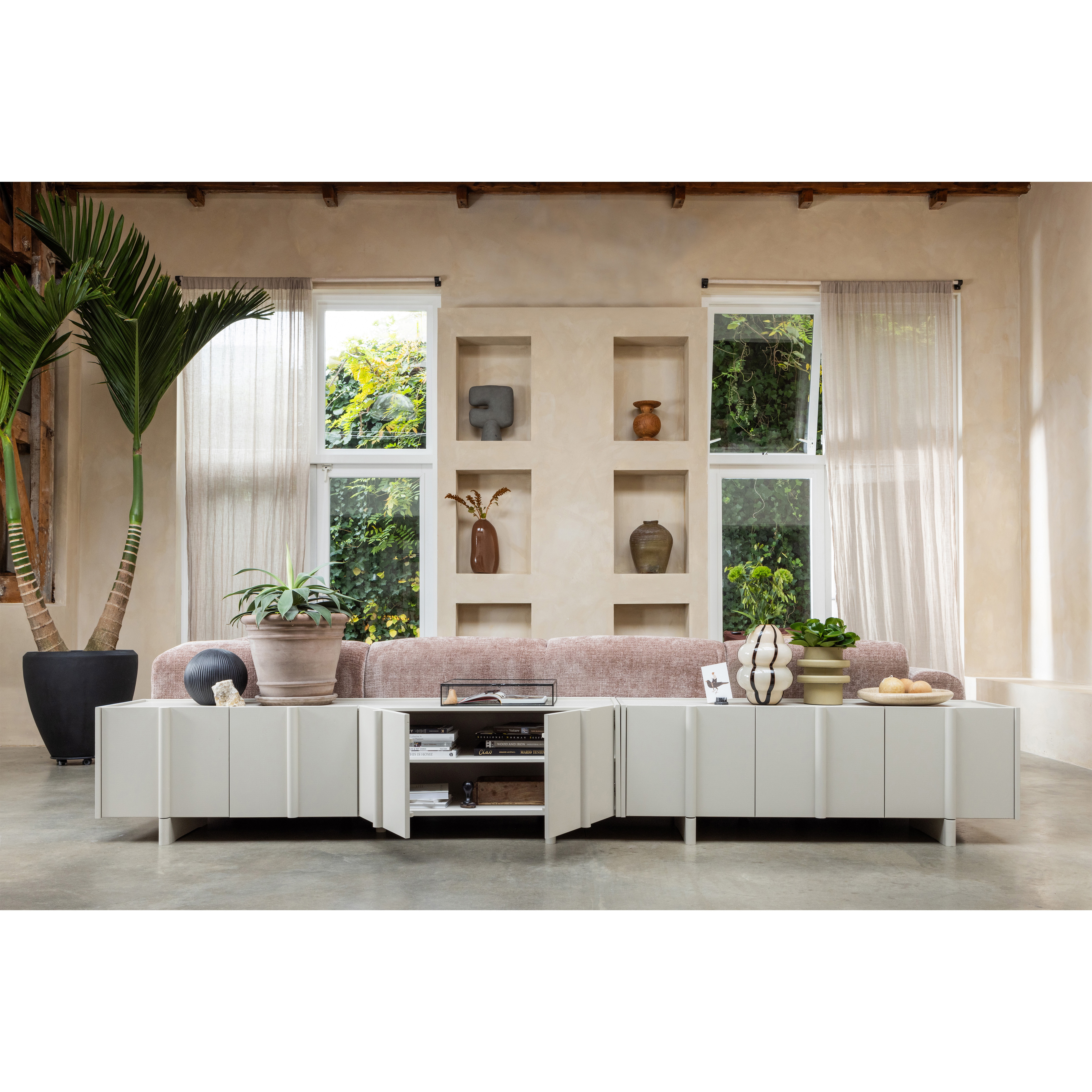 WOOOD TV-meubel 'Basu' Grenen, 152cm, kleur Dust