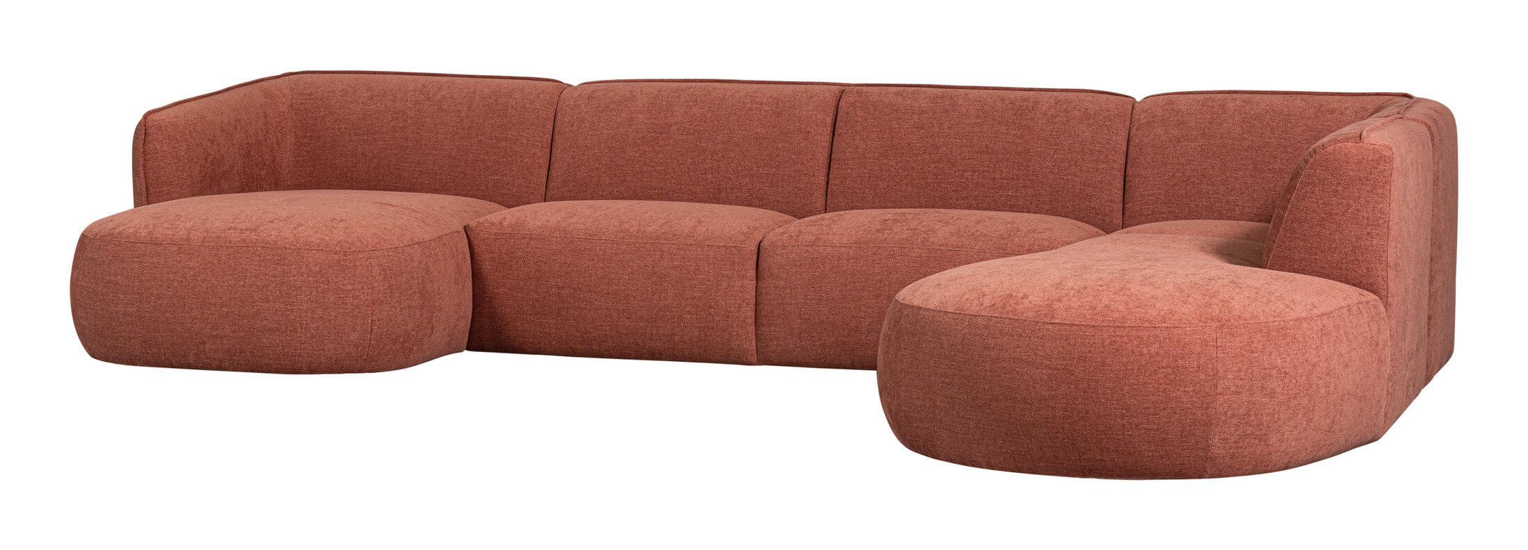 WOOOD Lounge U-bank 'Polly' Rechts, Woven, kleur Roze