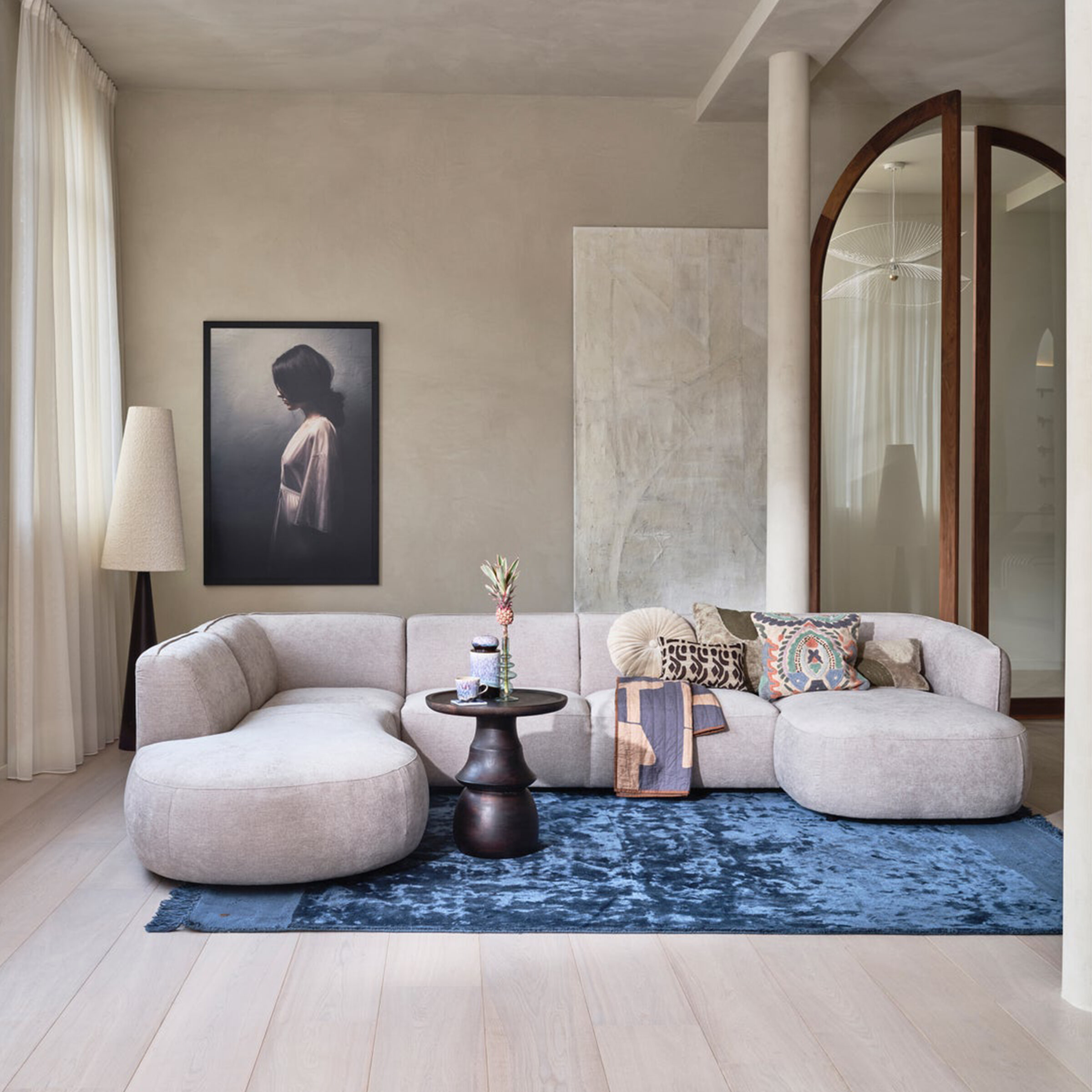 WOOOD Lounge U-Bank 'Polly' Links, Woven