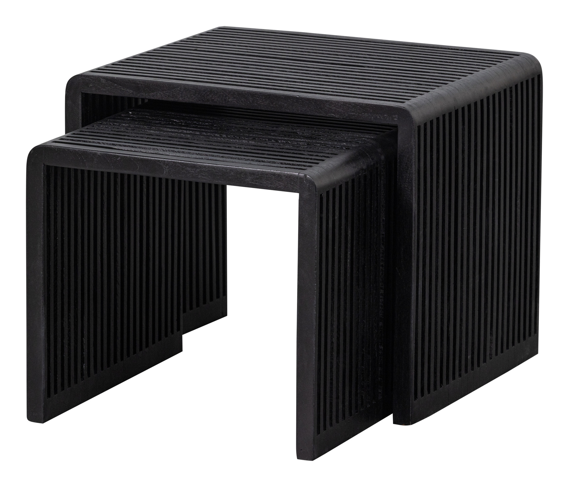 WOOOD Bijzettafel 'Willa' Set van 2 stuks, Teakhout, kleur Zwart