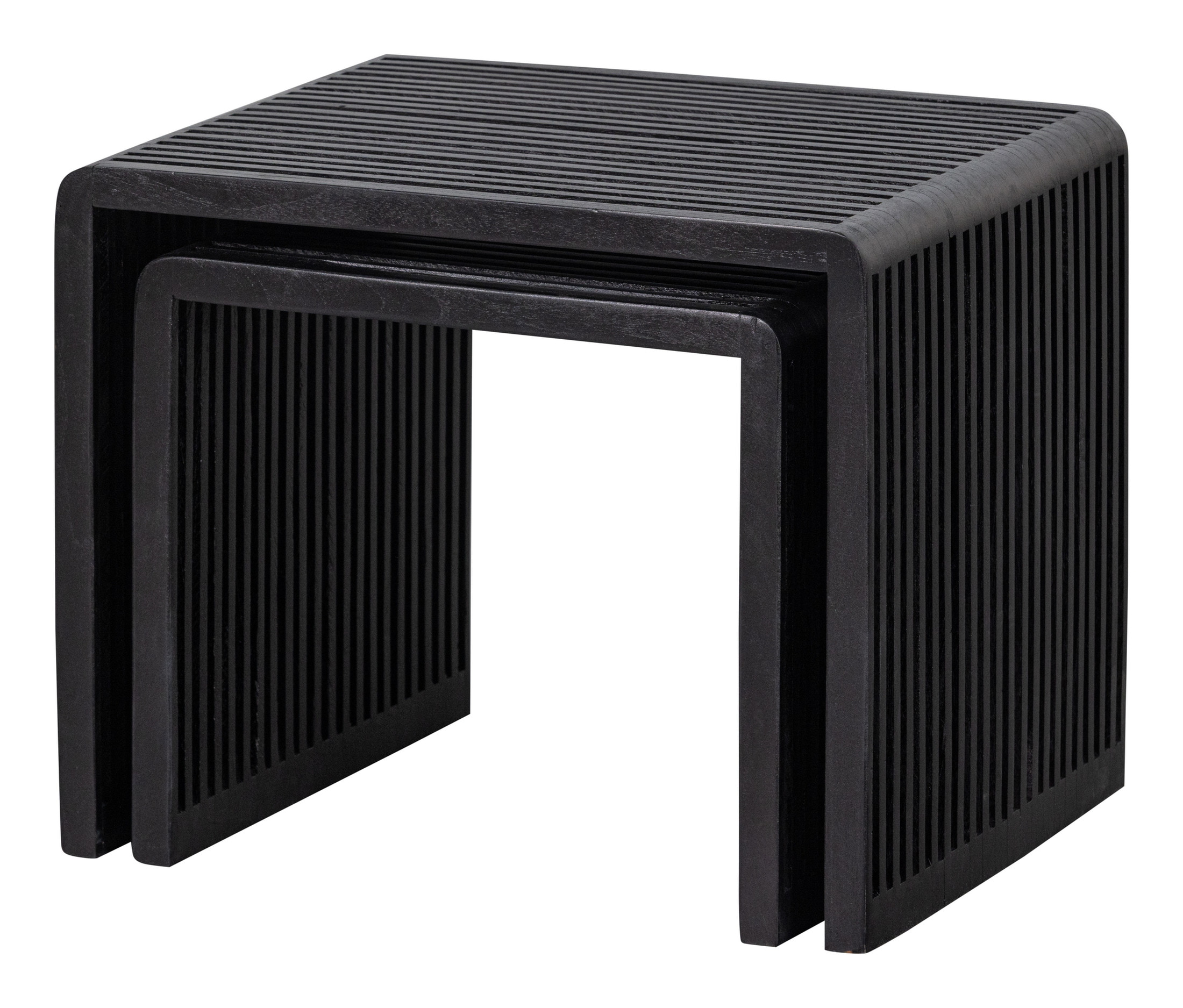 WOOOD Bijzettafel 'Willa' Set van 2 stuks, Teakhout, kleur Zwart
