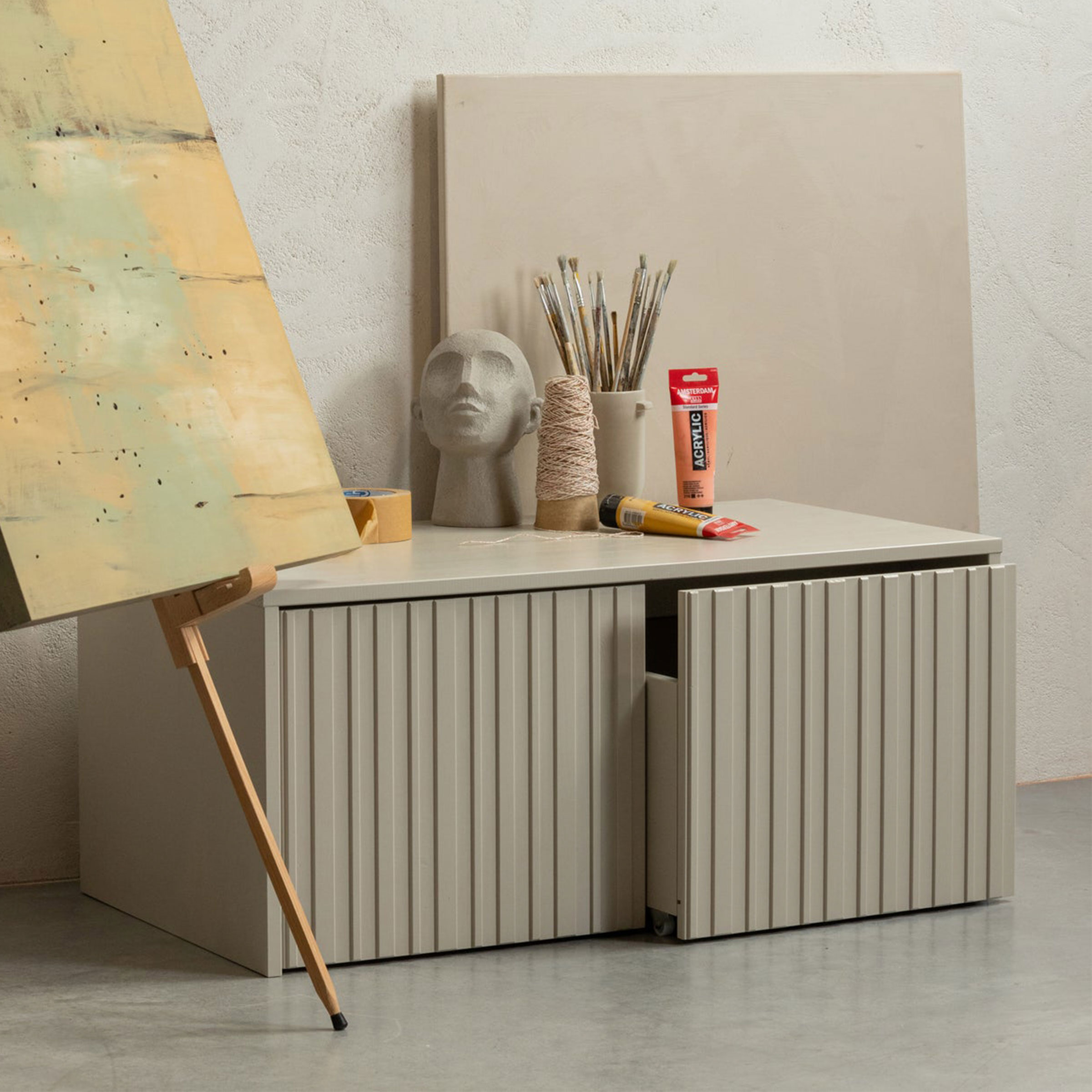 WOOOD Kistbank New Gravure Grenenhout - Dust - Exclusive