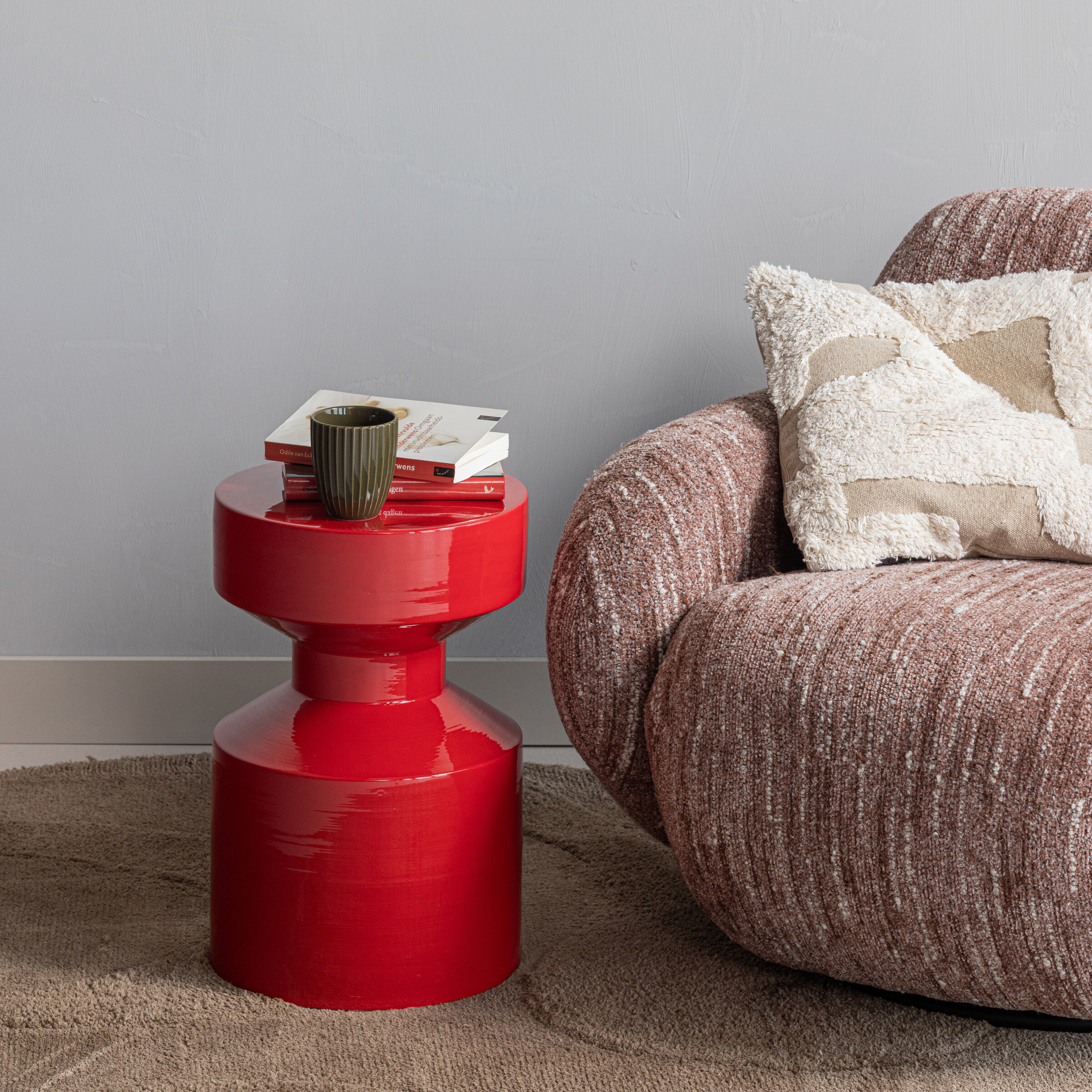 WOOOD Bijzettafel 'Ferry' 30cm, kleur Rood
