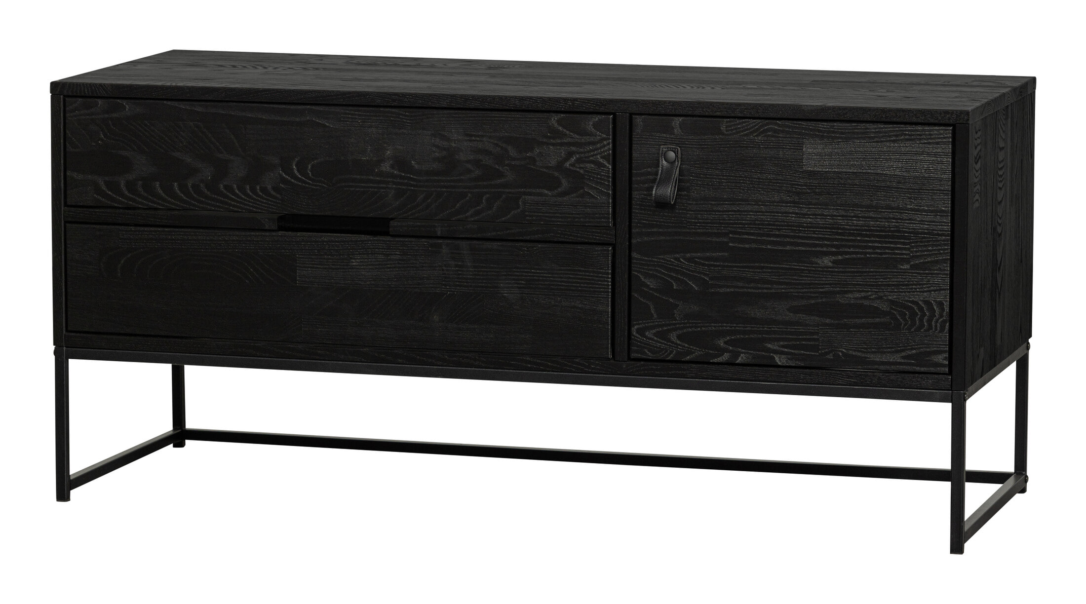 Grenen,WOOOD TV-meubel 'Silas' Grenen, 120cm, kleur Zwart