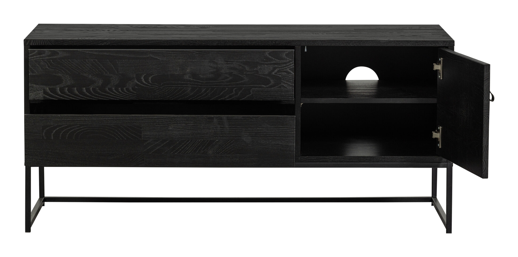 Grenen,WOOOD TV-meubel 'Silas' Grenen, 120cm, kleur Zwart