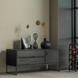 Grenen,WOOOD TV-meubel 'Silas' Grenen, 120cm, kleur Zwart