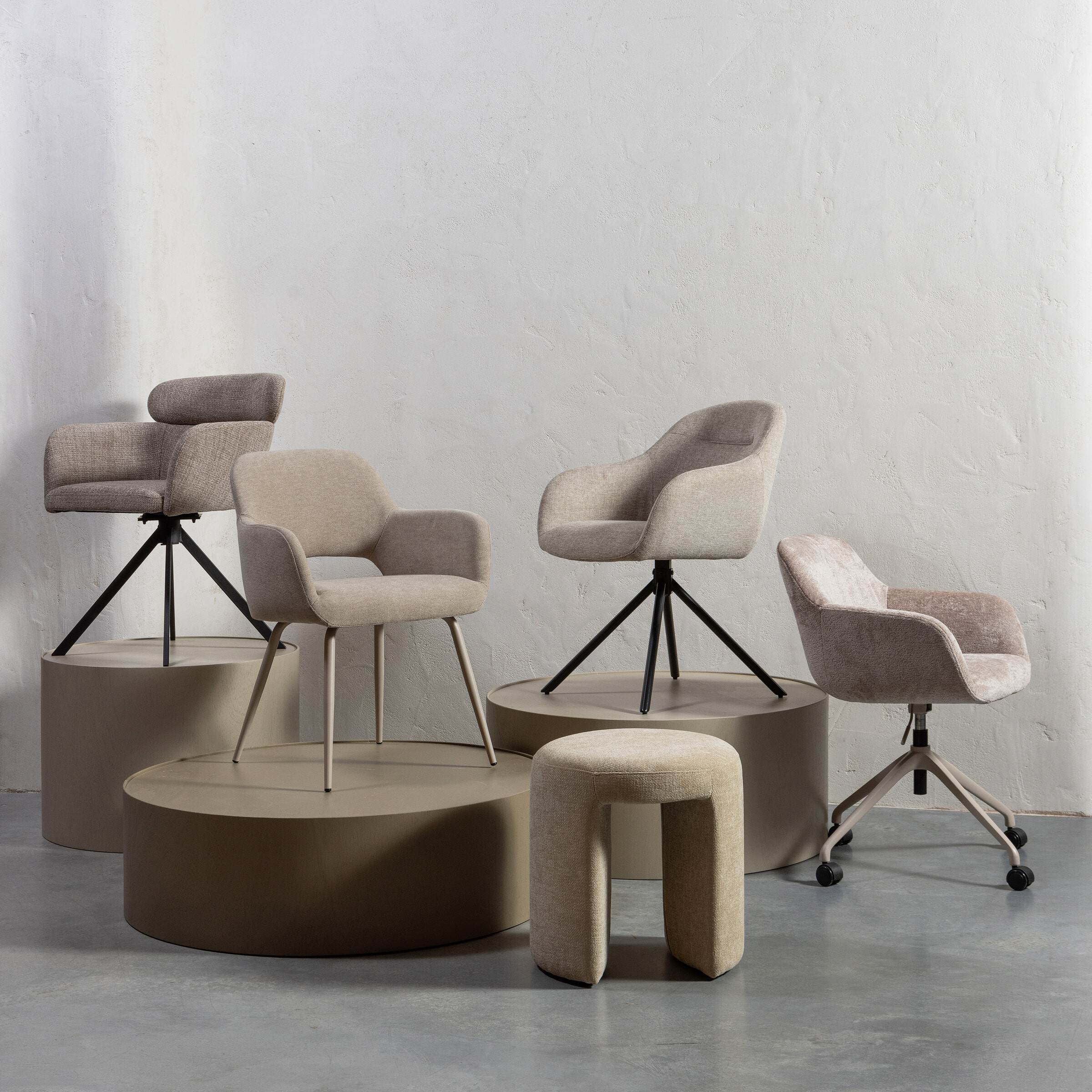 WOOOD Bureaustoel 'Morros' Chenille, kleur Taupe