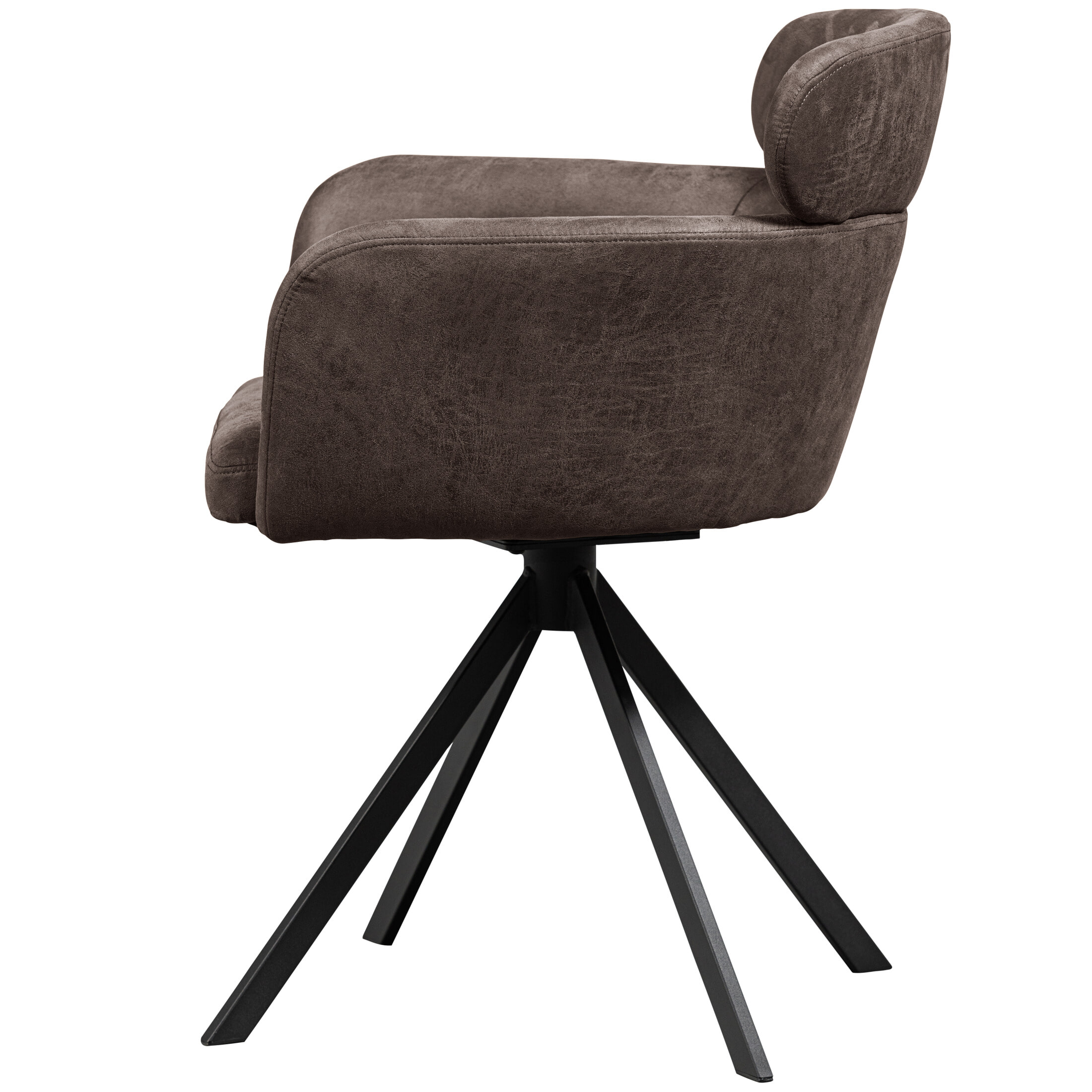 WOOOD Draaibare Eetkamerstoel 'Fenne' Lederlook, kleur Zwart/Grijs