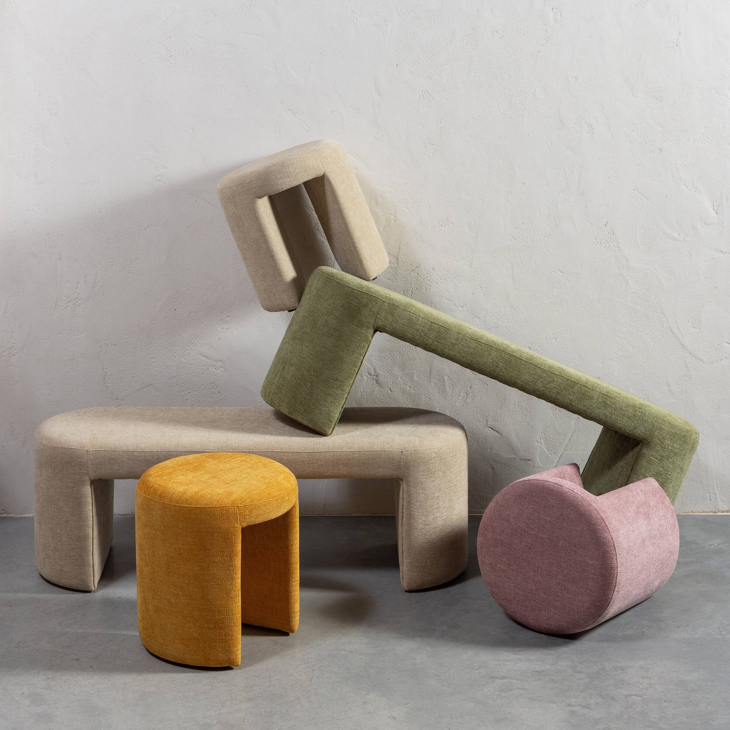 WOOOD Halbank 'Jacob' Chenille, kleur Naturel
