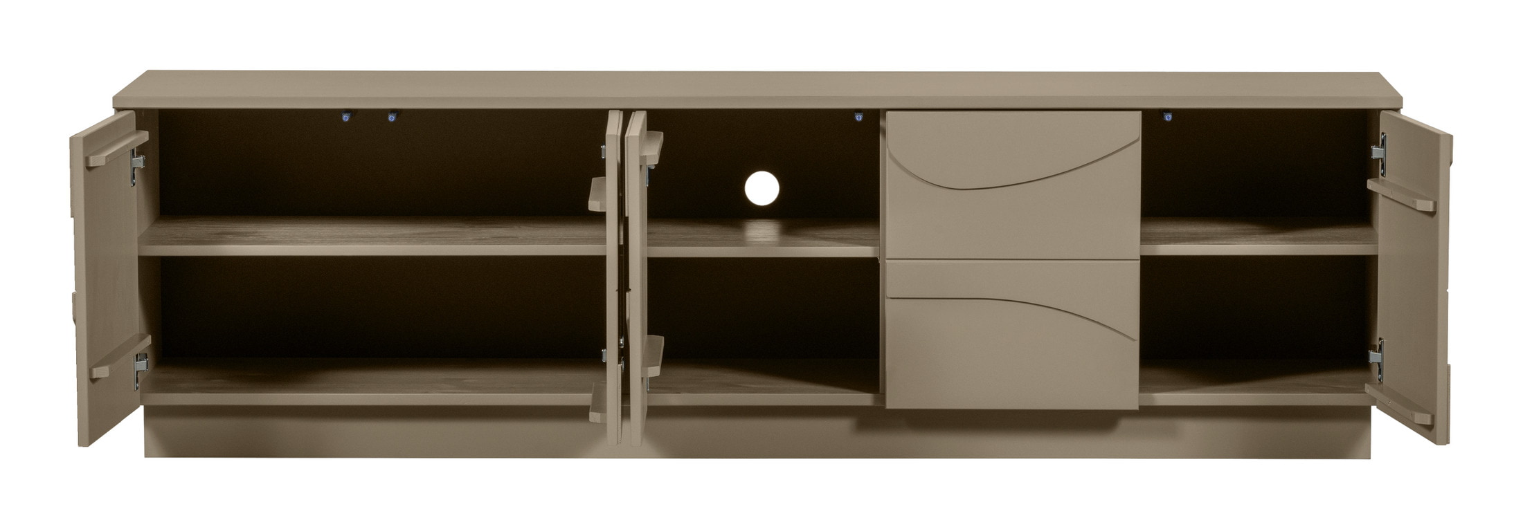 WOOOD TV-meubel 'Teo' Grenenhout, 180cm, kleur Mud