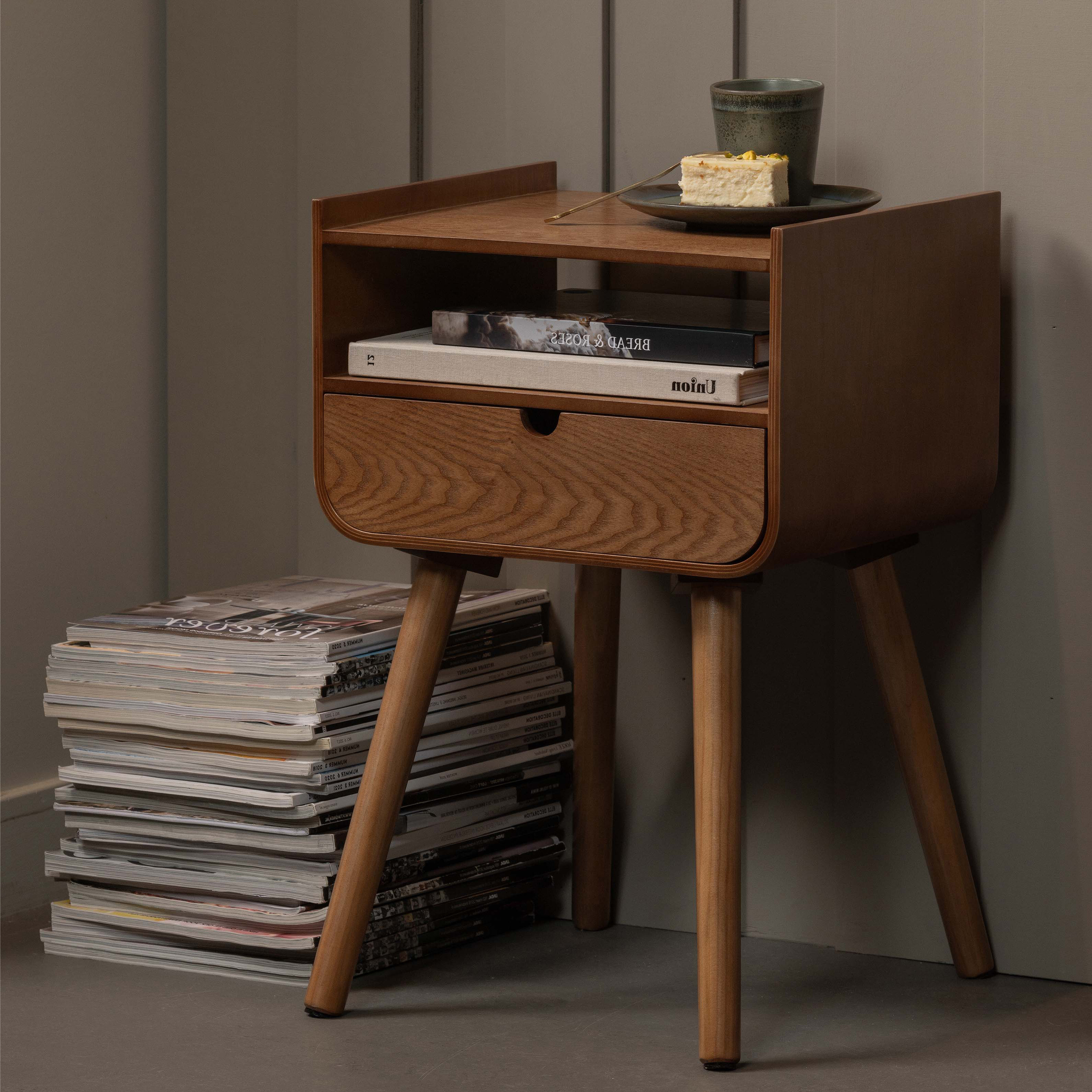 WOOOD Nachtkastje 'Nils' 36 x 30cm, kleur Naturel