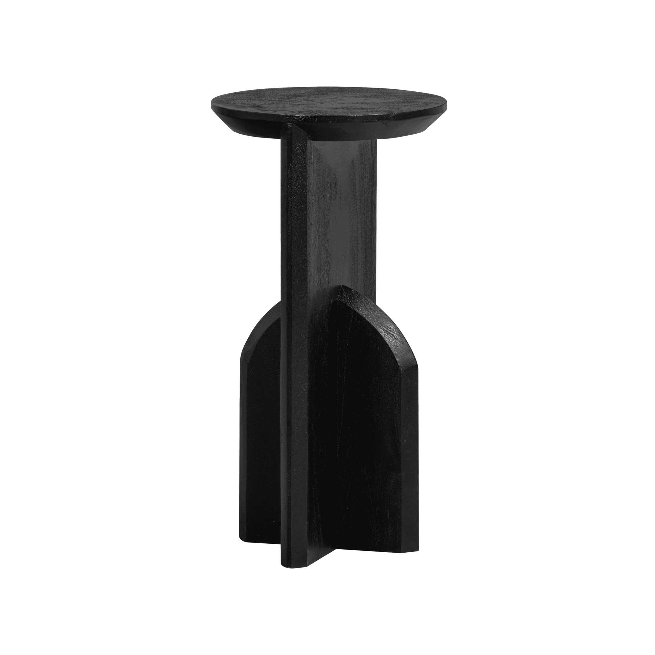 WOOOD Bijzettafel Kioni Acaciahout, 30cm - Zwart - Rond - Exclusive