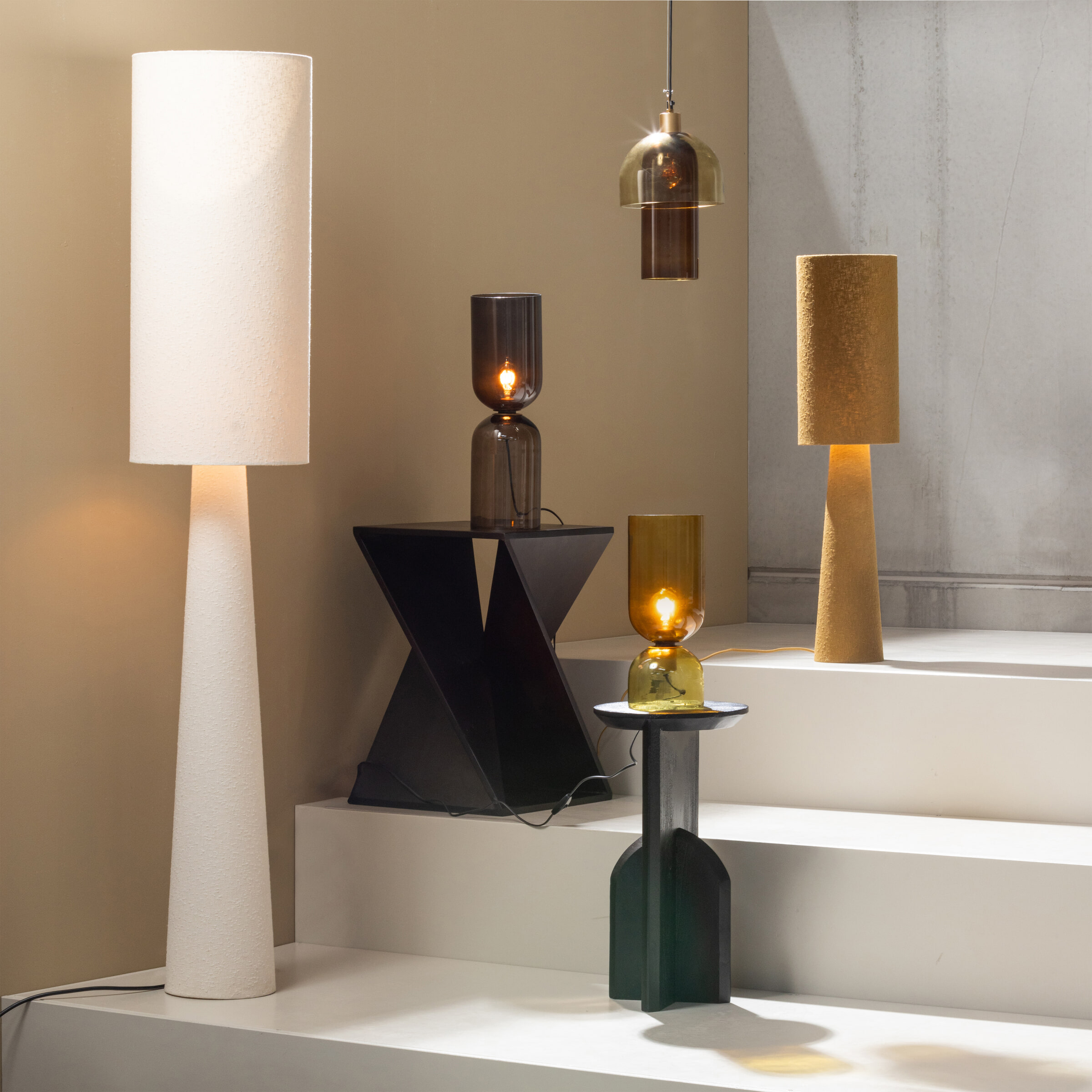 WOOOD Vloerlamp 'Loft' Bouclé, 187cm