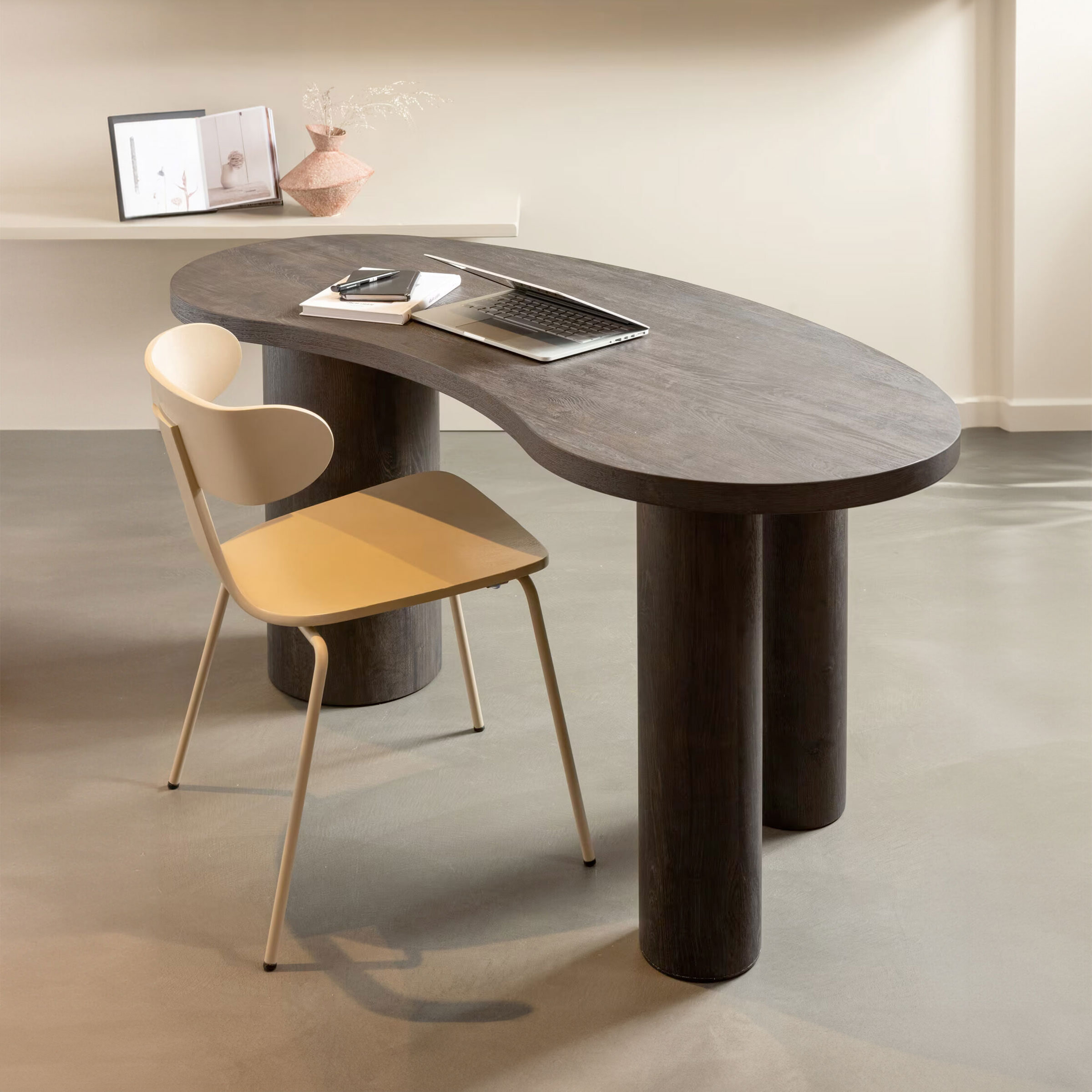WOOOD Organisch Bureau / Sidetable Maan MDF 150cm - donkerbruin