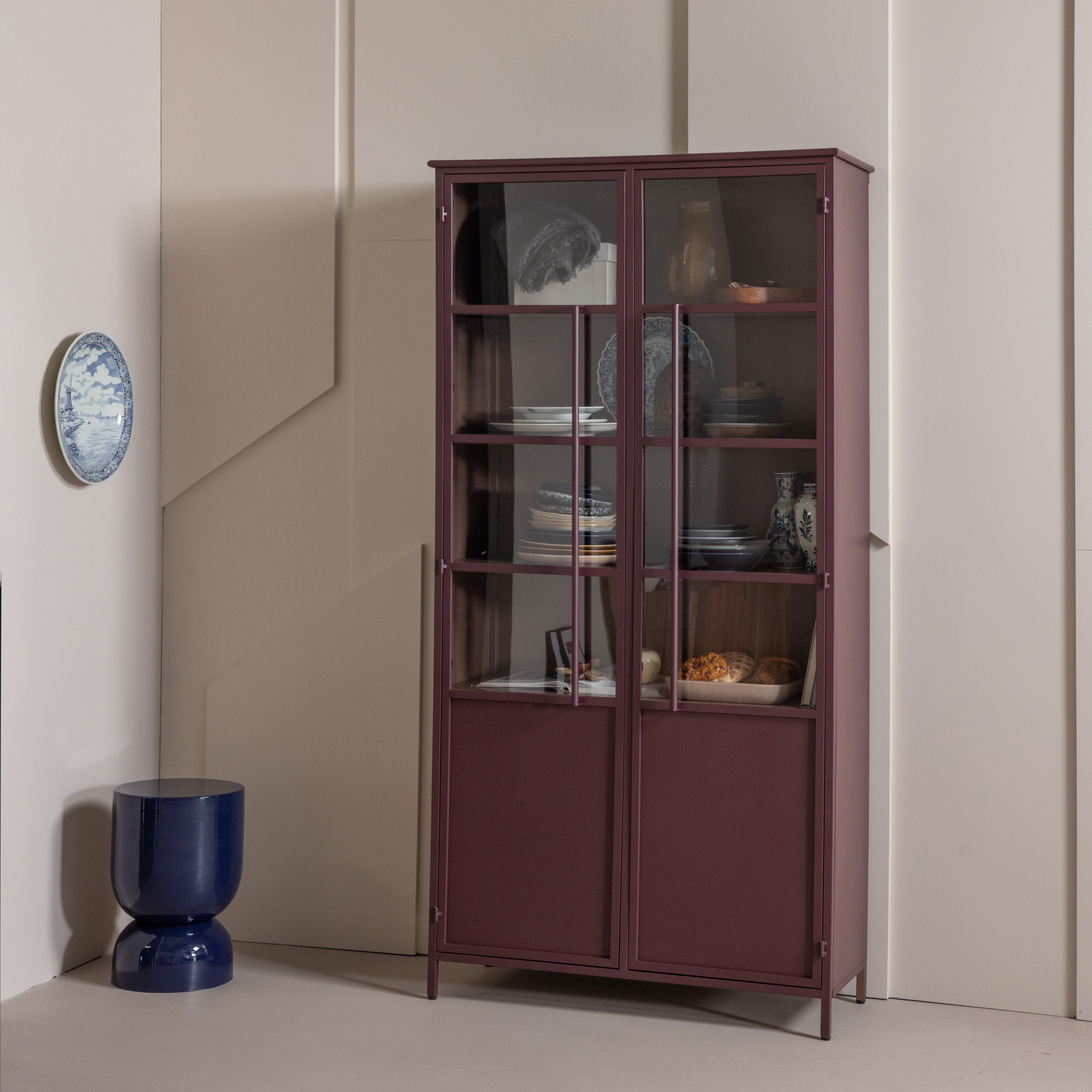 WOOOD Vitrinekast Exhibit XL 203 x 99cm - Bordeauxrood