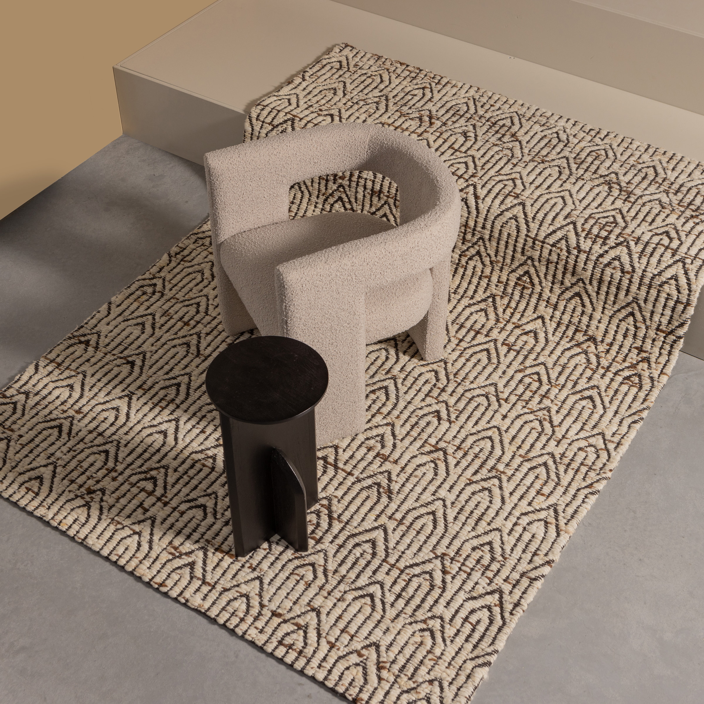 WOOOD Fauteuil 'Tiwa' Bouclé, kleur Beige