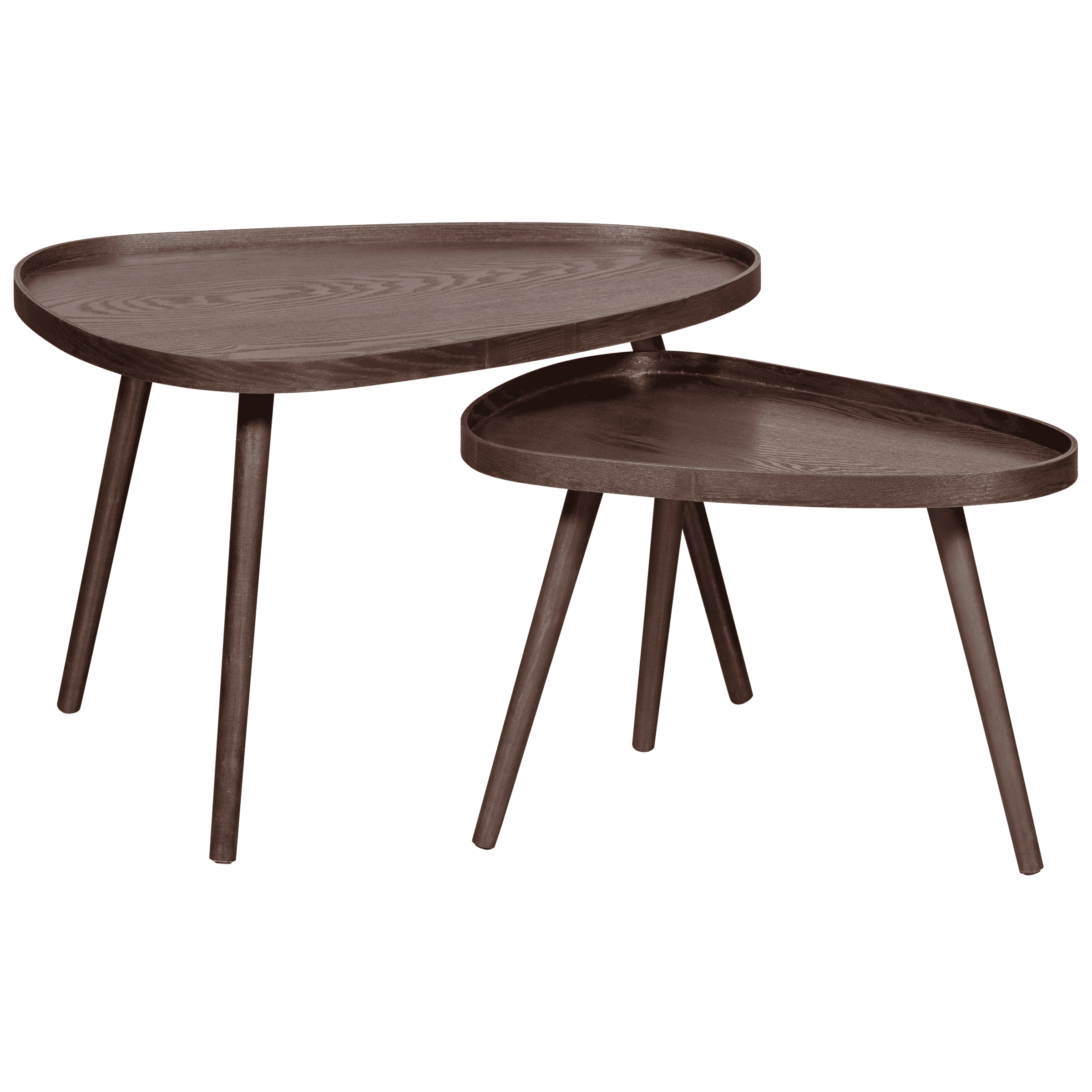 WOOOD Bijzettafel 'Nissa' Set van 2 stuks, 71 x 52cm, kleur Walnoot