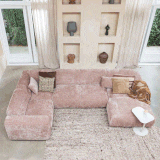 WOOOD Hoekbank 'Cloud' Hoek Links, Chenille, kleur Roze