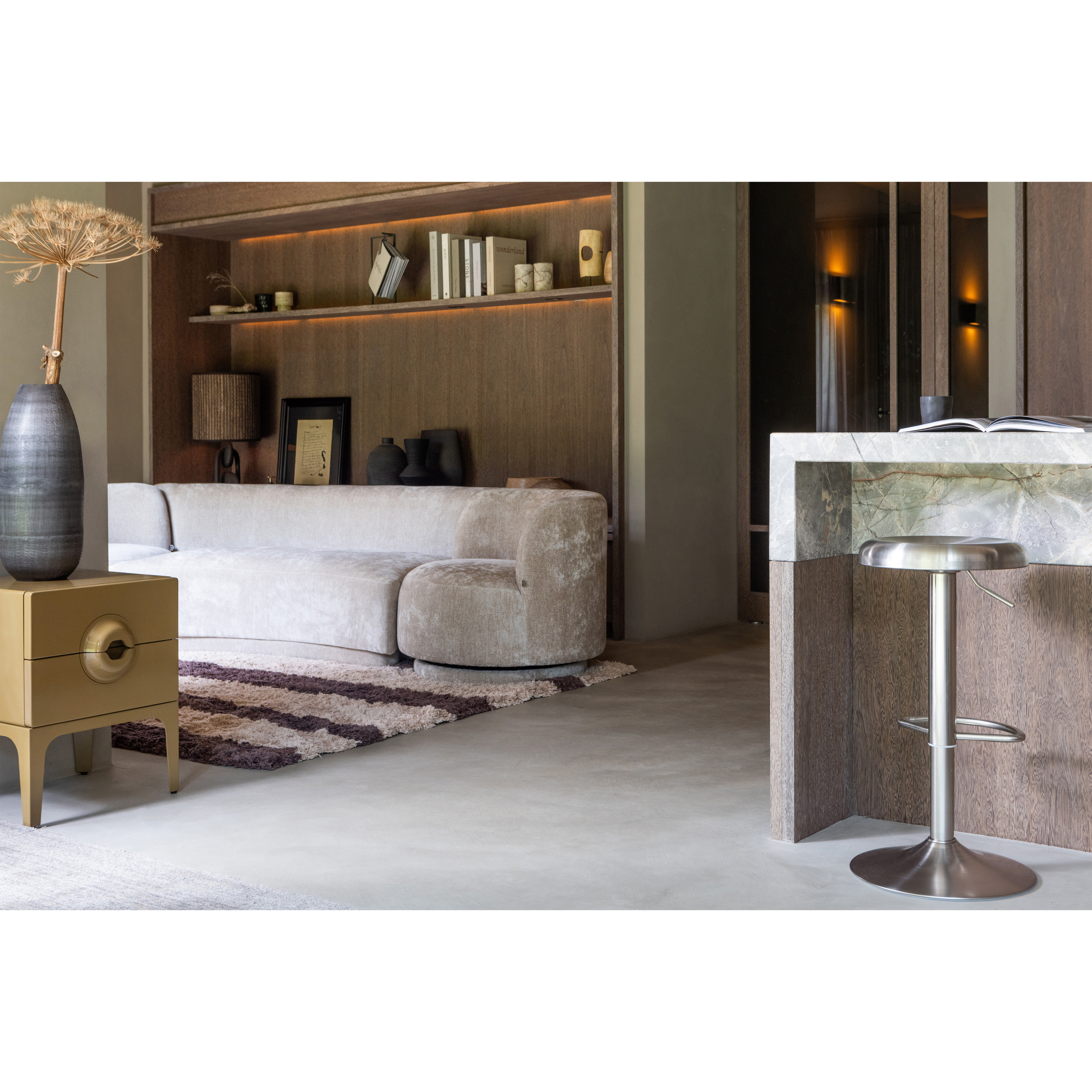 WOOOD Nachtkastje 'Merge' Met 2 lades, kleur Honing Geel