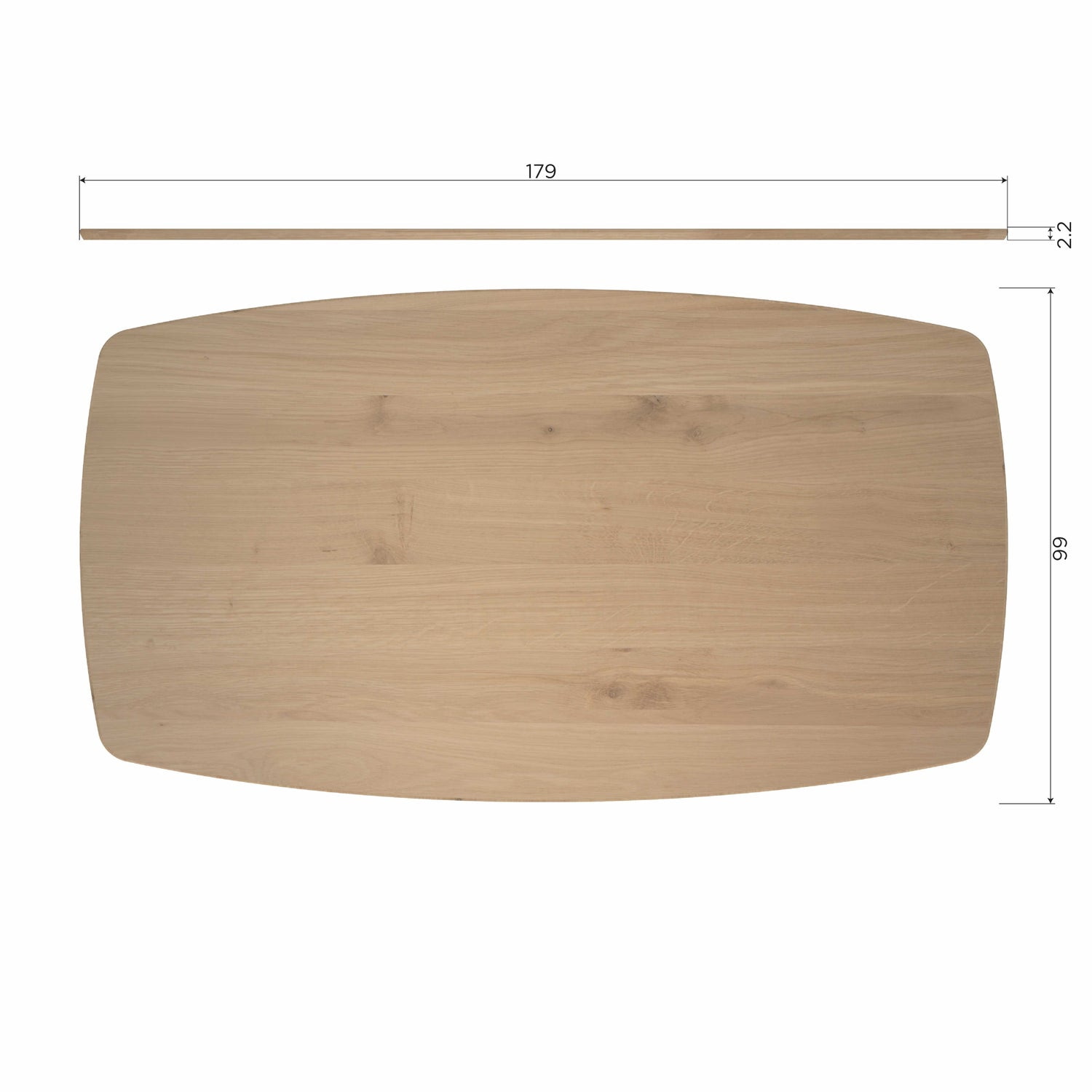 WOOOD Deens Ovale Eettafel 'Tablo' Eikenhout, 180 x 100cm, kleur Transparant