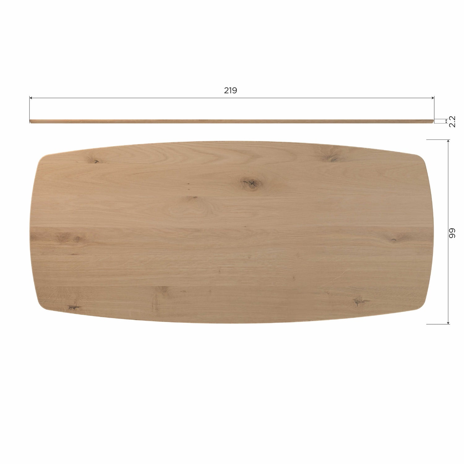 WOOOD Deens Ovale Eettafel 'Tablo' Eikenhout, 220 x 100cm, kleur Transparant