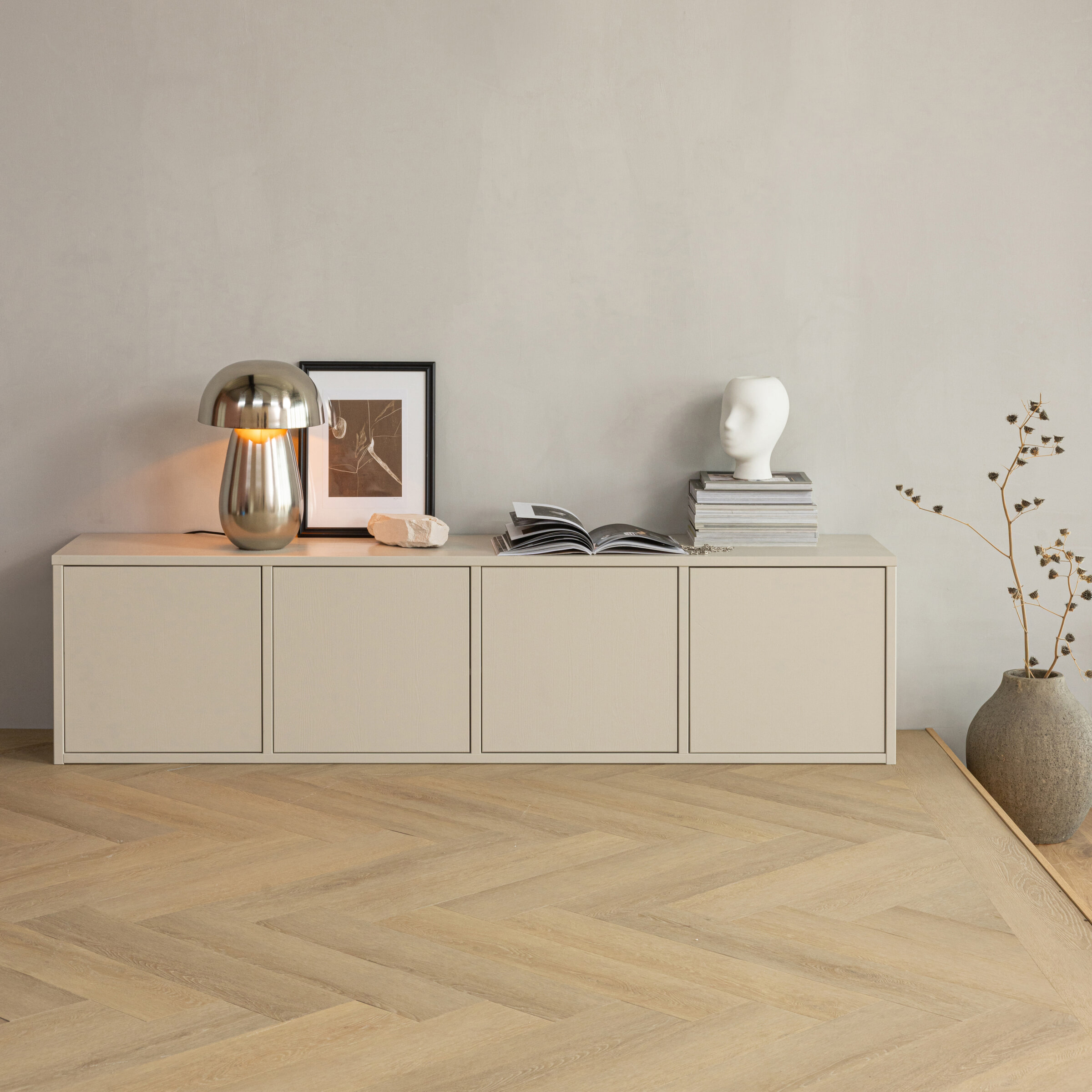 WOOOD TV-meubel 'Merel' Grenenhout, 198cm, kleur Dust