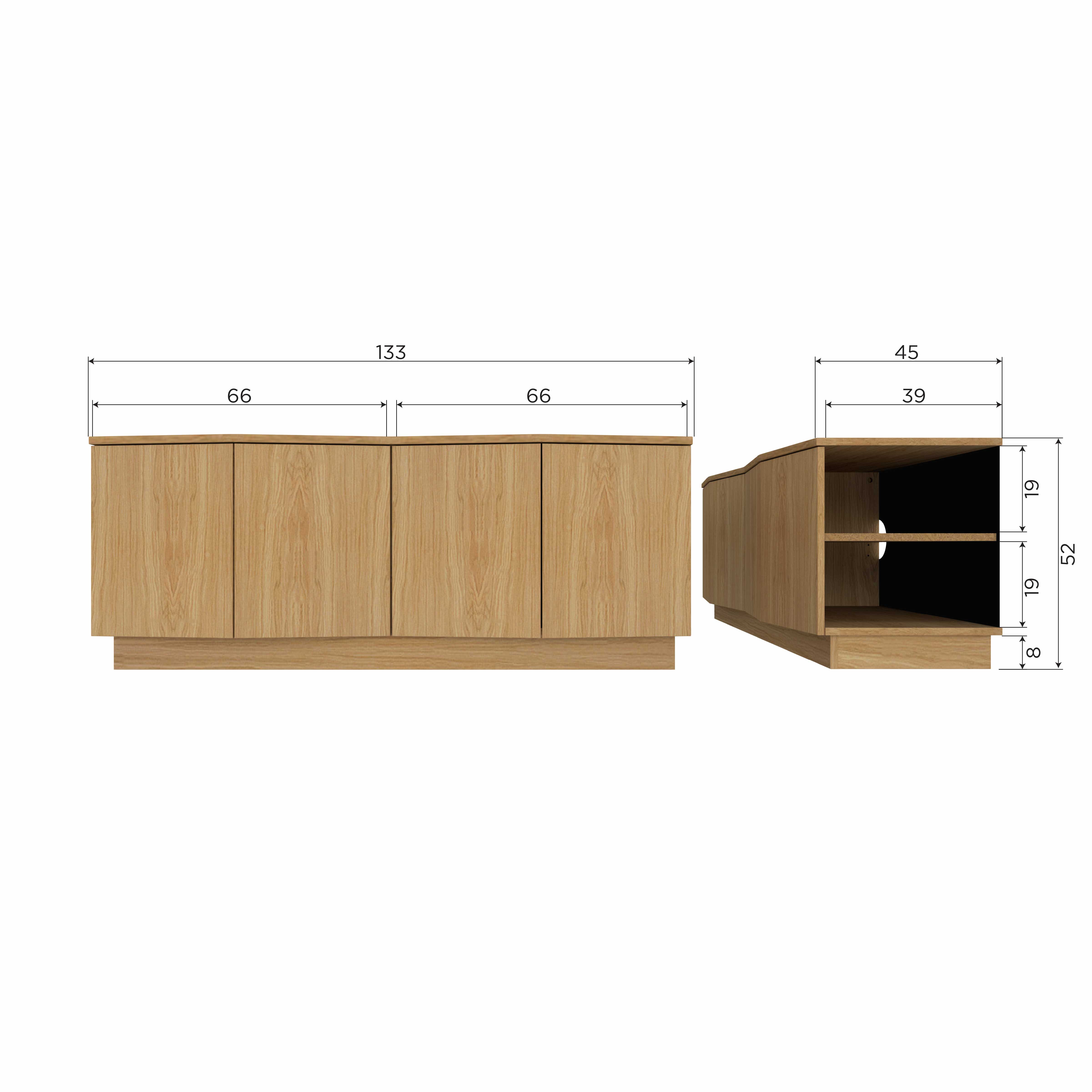 WOOOD TV-meubel 'Zuma' Eikenhout, 133cm