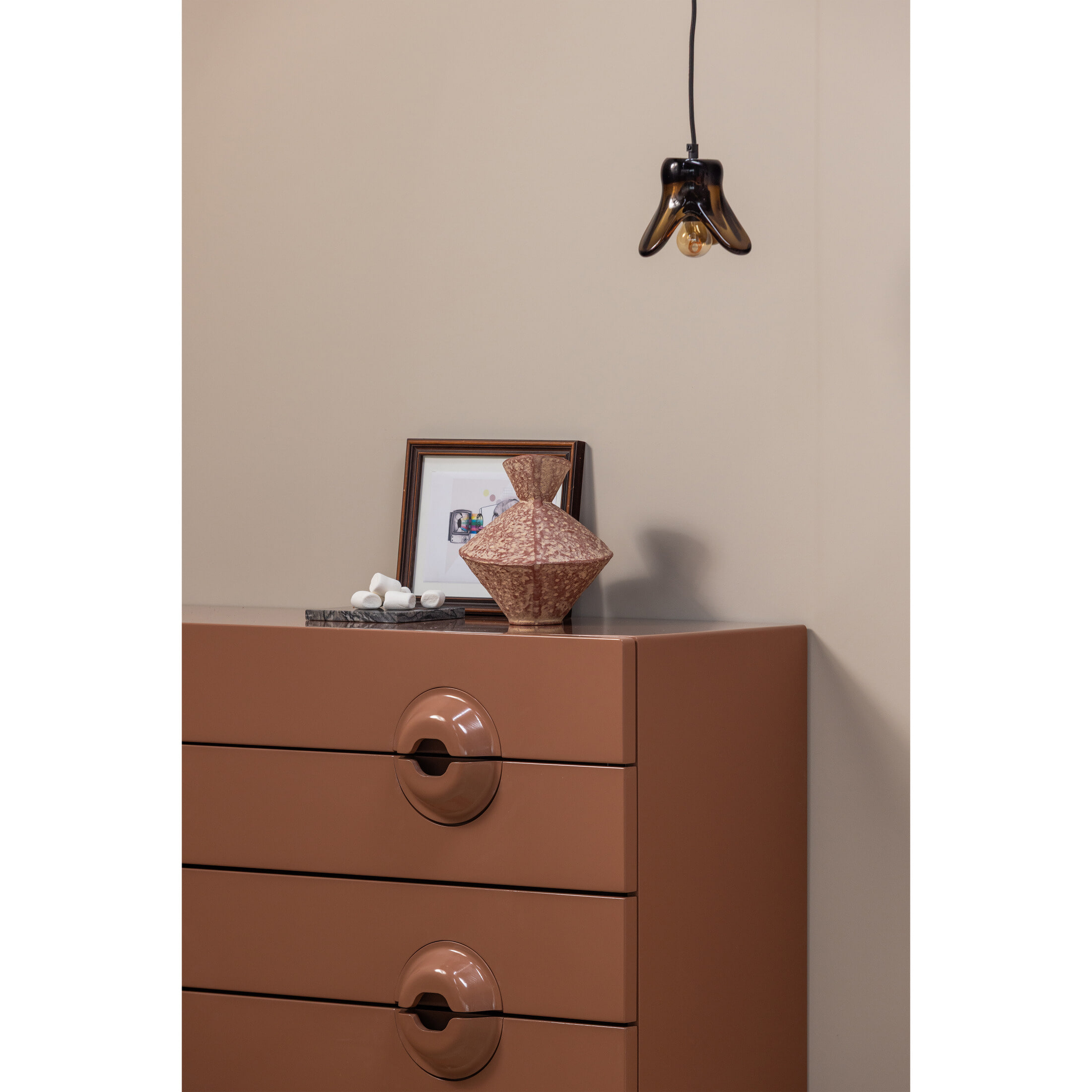 WOOOD Hanglamp 'Elle' Glas, kleur Bruin