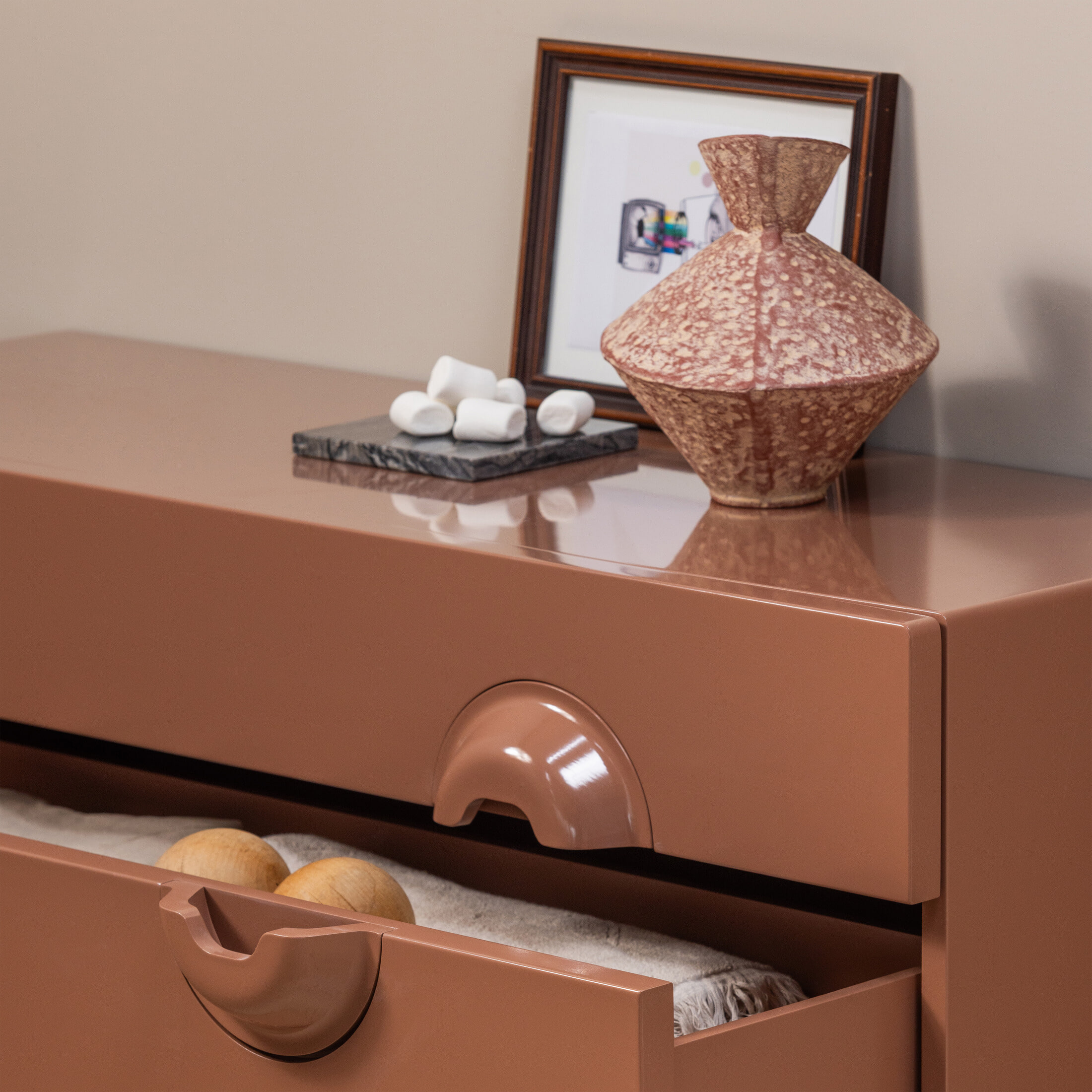 WOOOD Ladekast 'Merge' Met 4 lades, kleur Oudroze