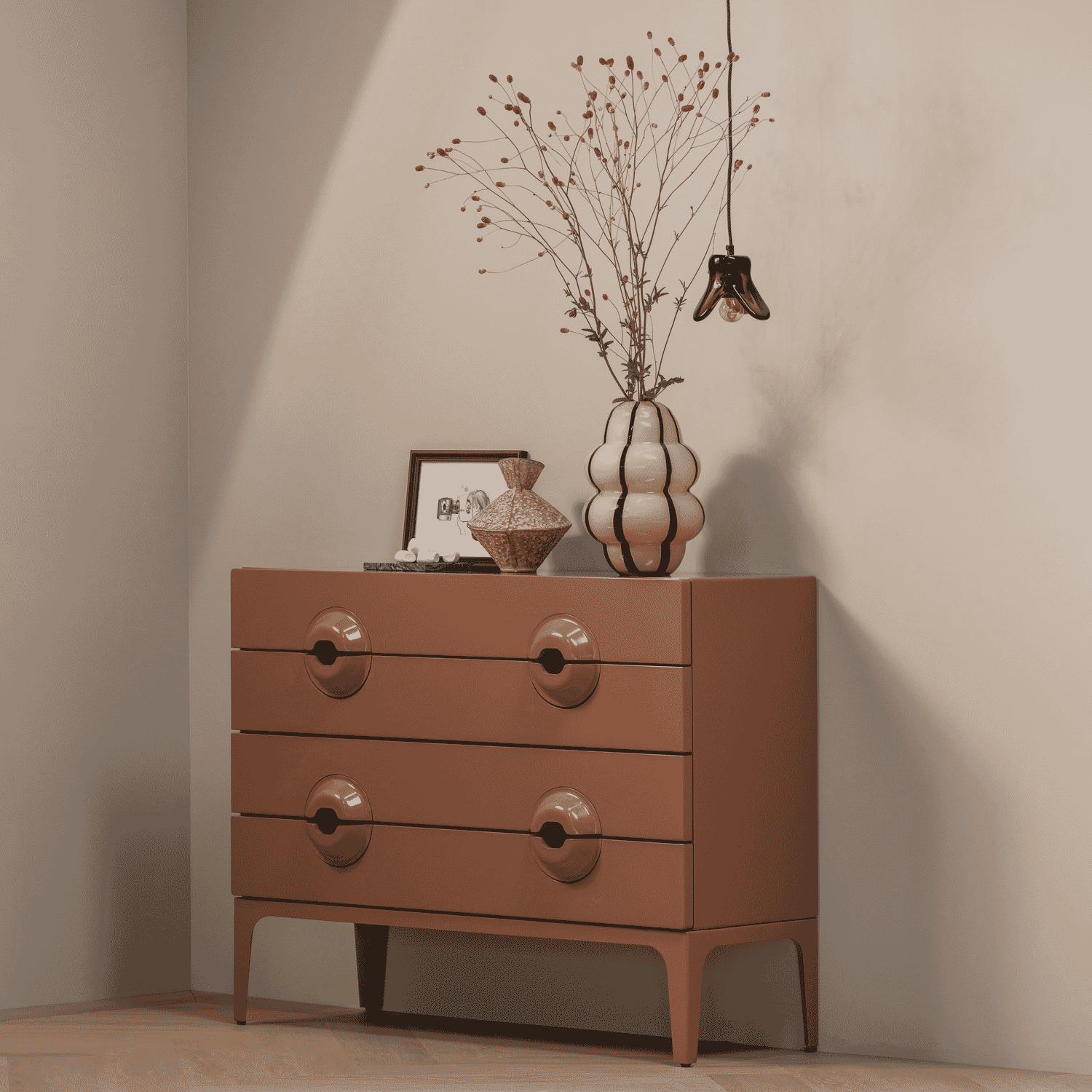 WOOOD Ladekast 'Merge' Met 4 lades, kleur Oudroze