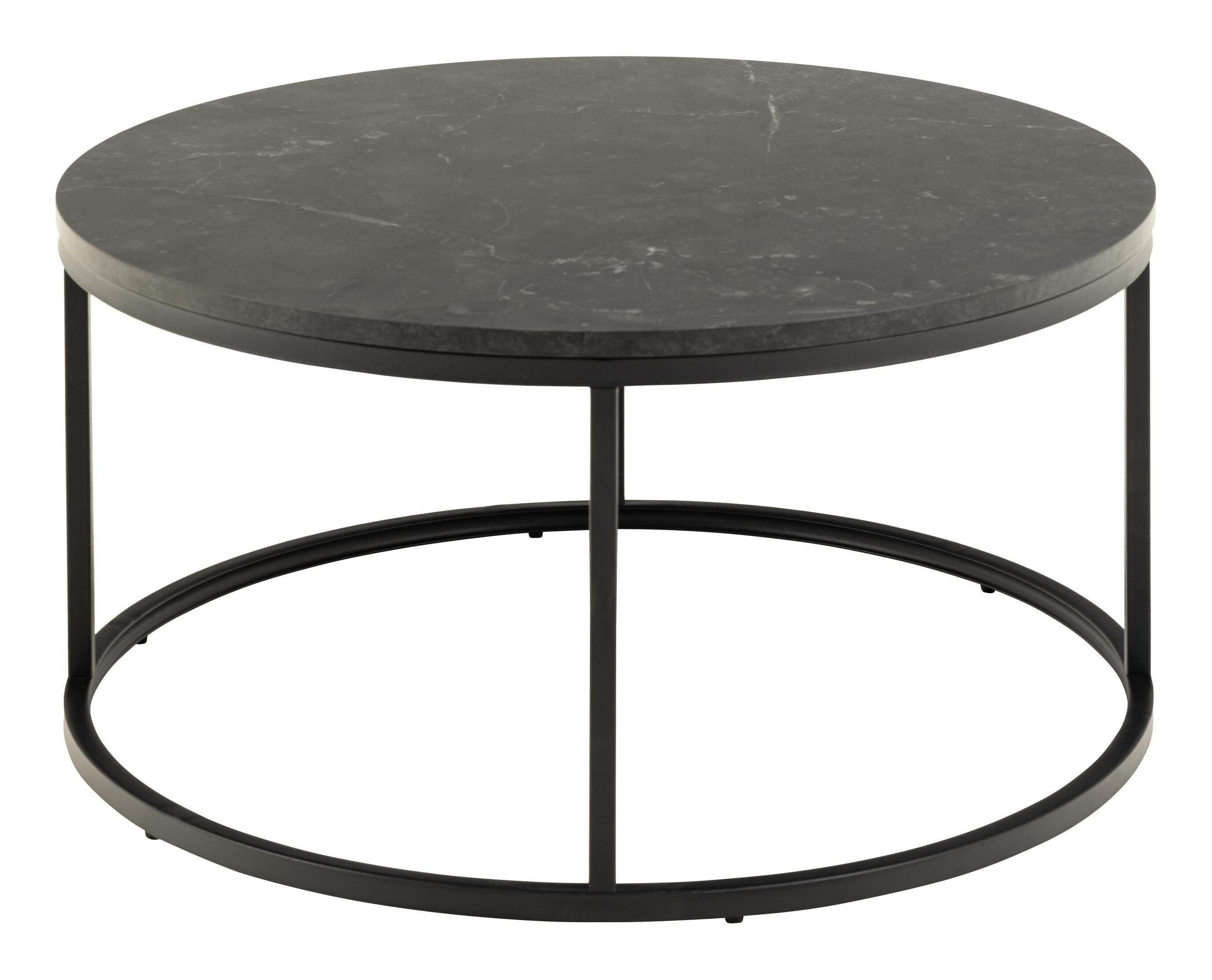 Bendt Ronde Salontafel 'Flemming' 80cm Marmerlook , kleur zwart