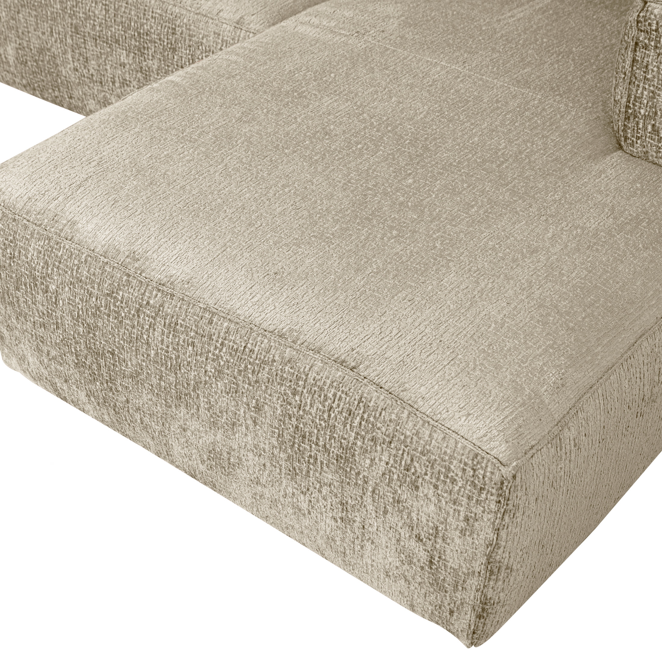 WOOOD Loungebank 'Bean' Rechts, Structure Velvet, kleur Buttermilk