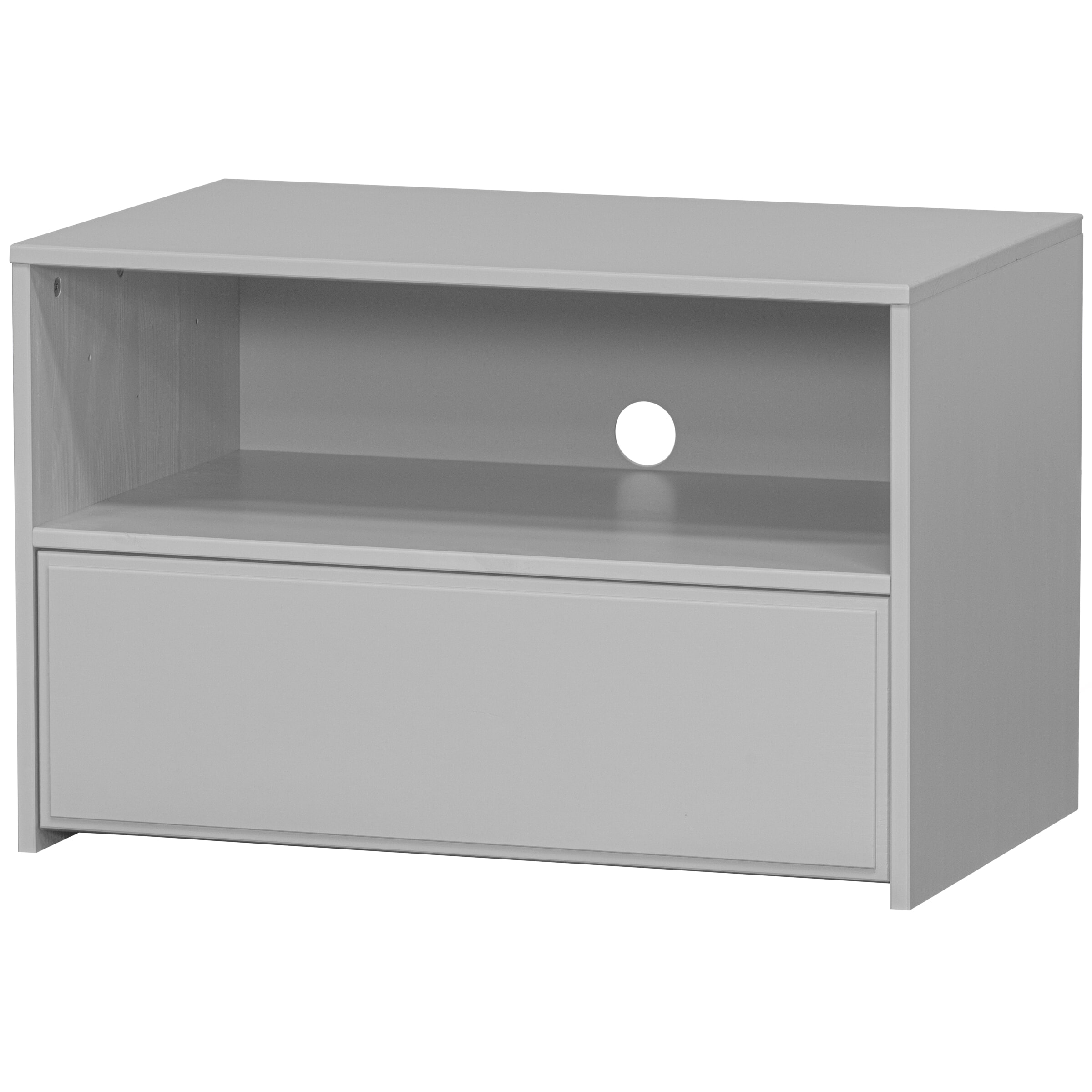 WOOOD TV-meubel Yissa Met open vak, Grenenhout, 70cm - Wolkengrijs