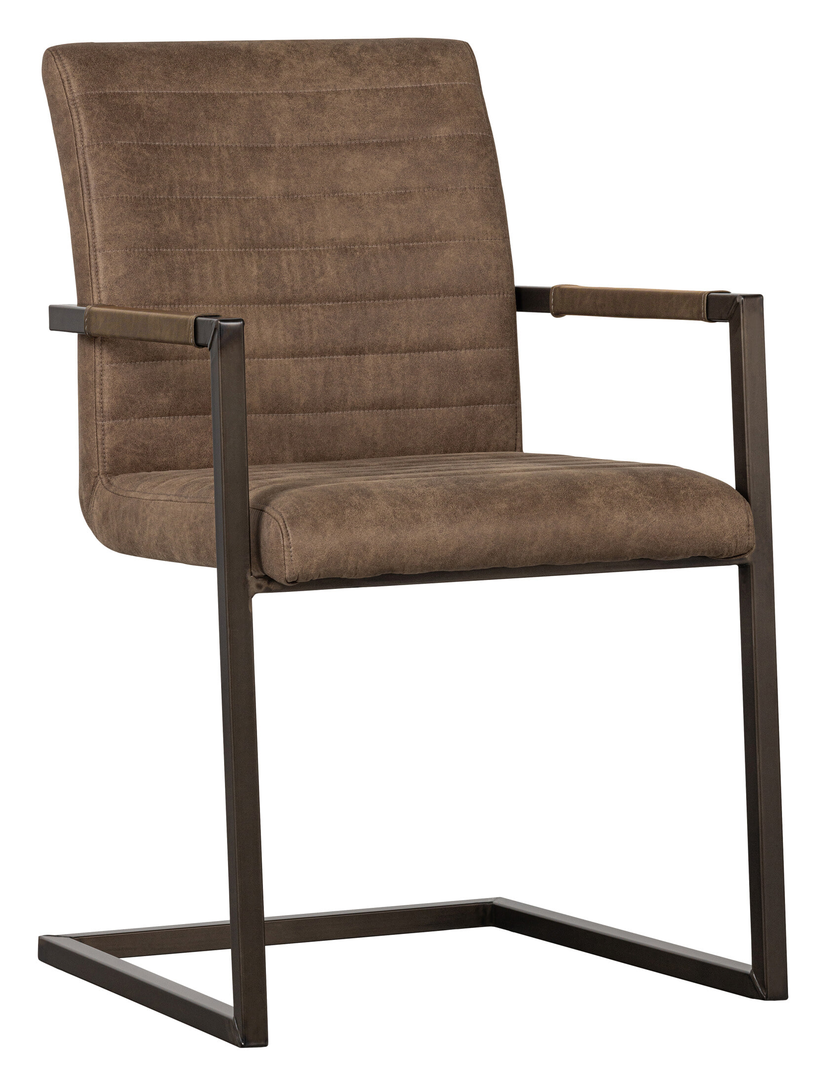 WOOOD Eetkamerstoel 'Bas' Lederlook, kleur Taupe