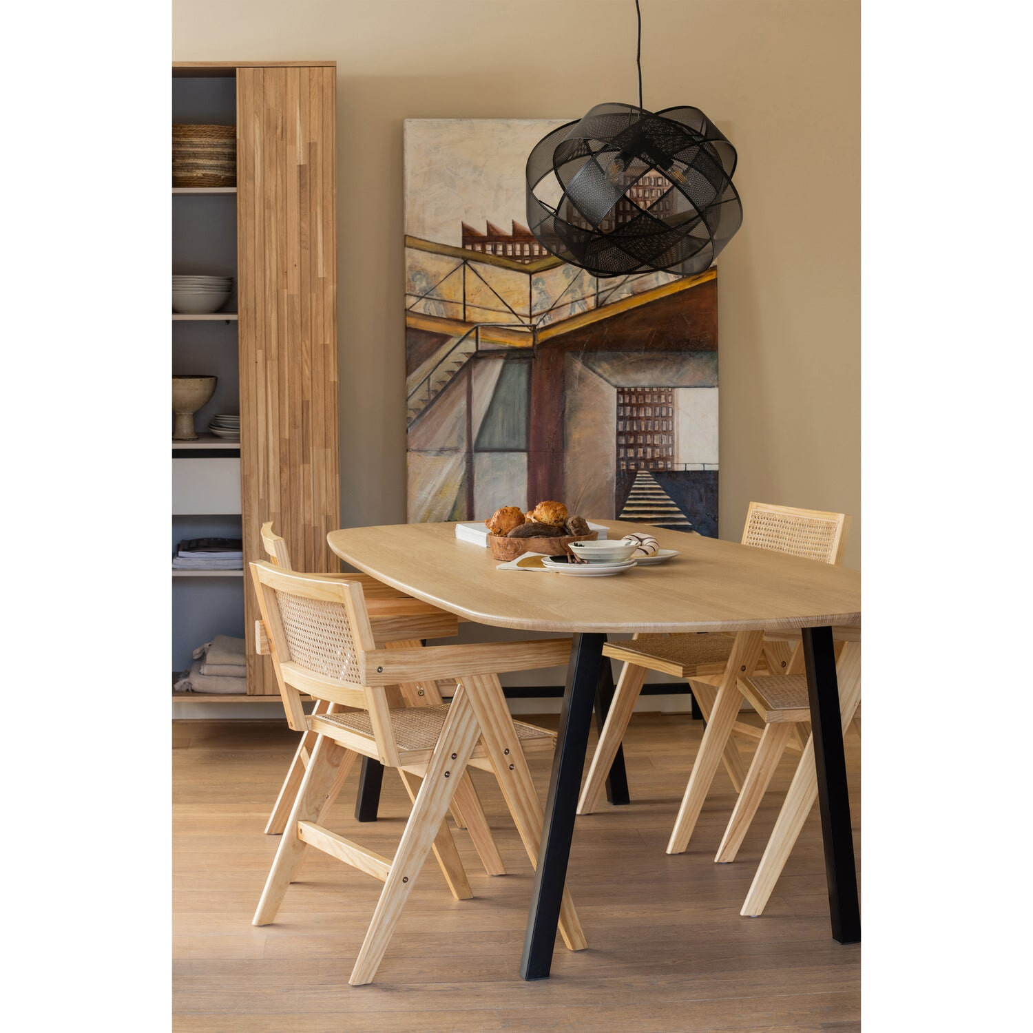 WOOOD Opbergkast 'New Gravure' Eiken, 210 x 60cm, kleur Naturel
