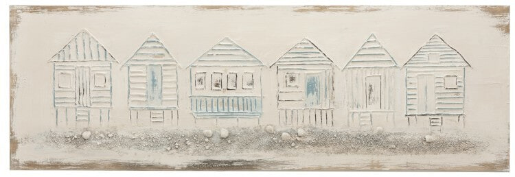 J-Line Schilderij 'Eugenia' Strandhuisjes, kleur Meerkleurig
