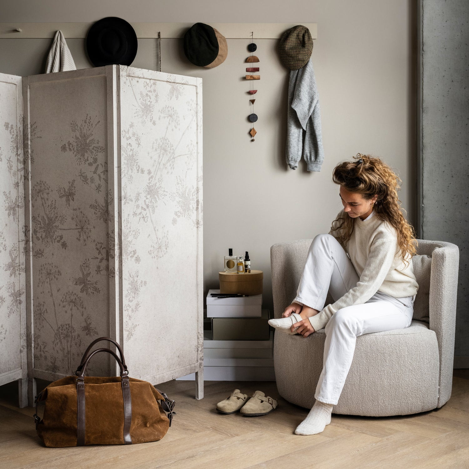 vtwonen Fauteuil 'Explore' Bouclé, kleur Naturel