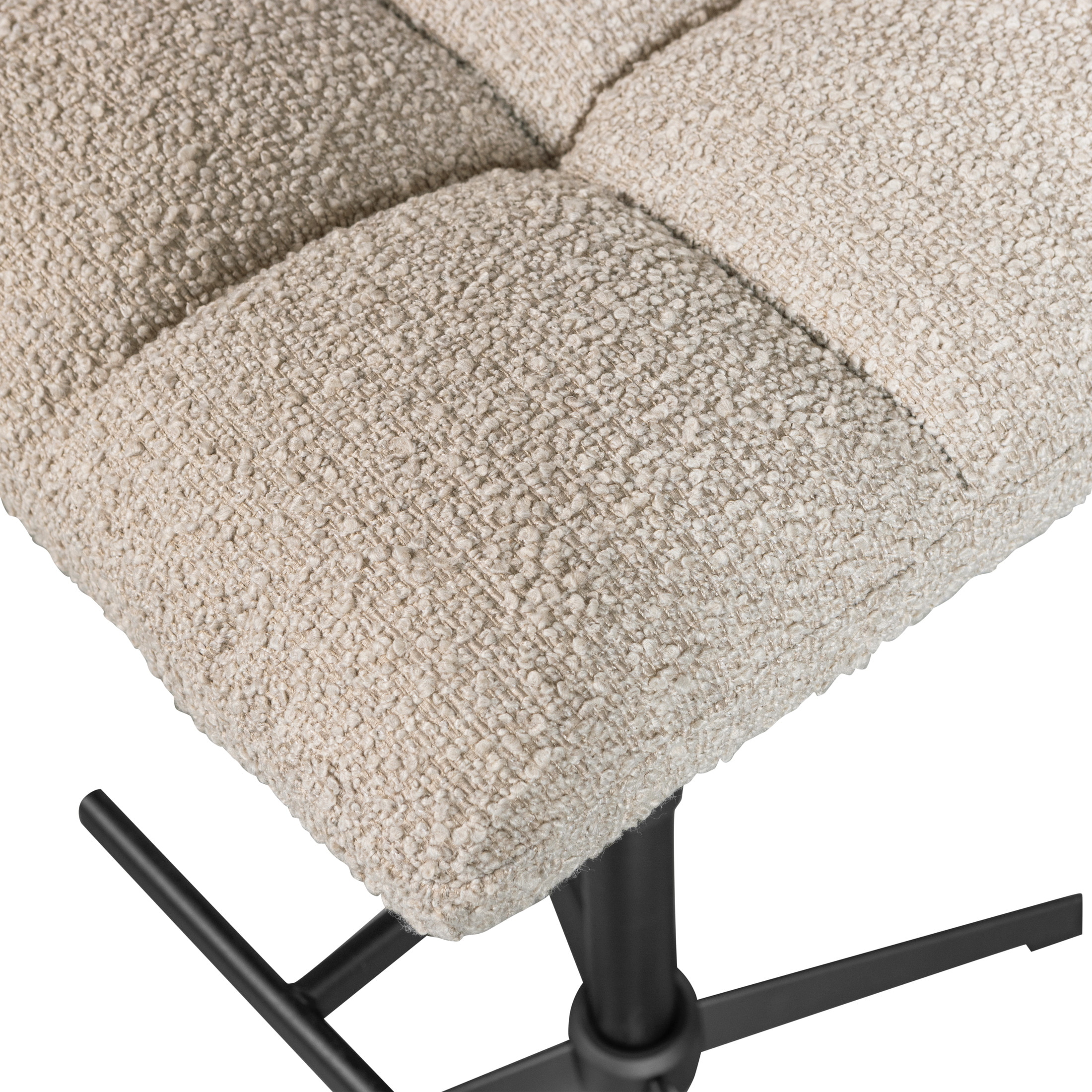 WOOOD Draaibare Barstoel 'Vinny' Bouclé, kleur Zand (zithoogte 60-80cm)