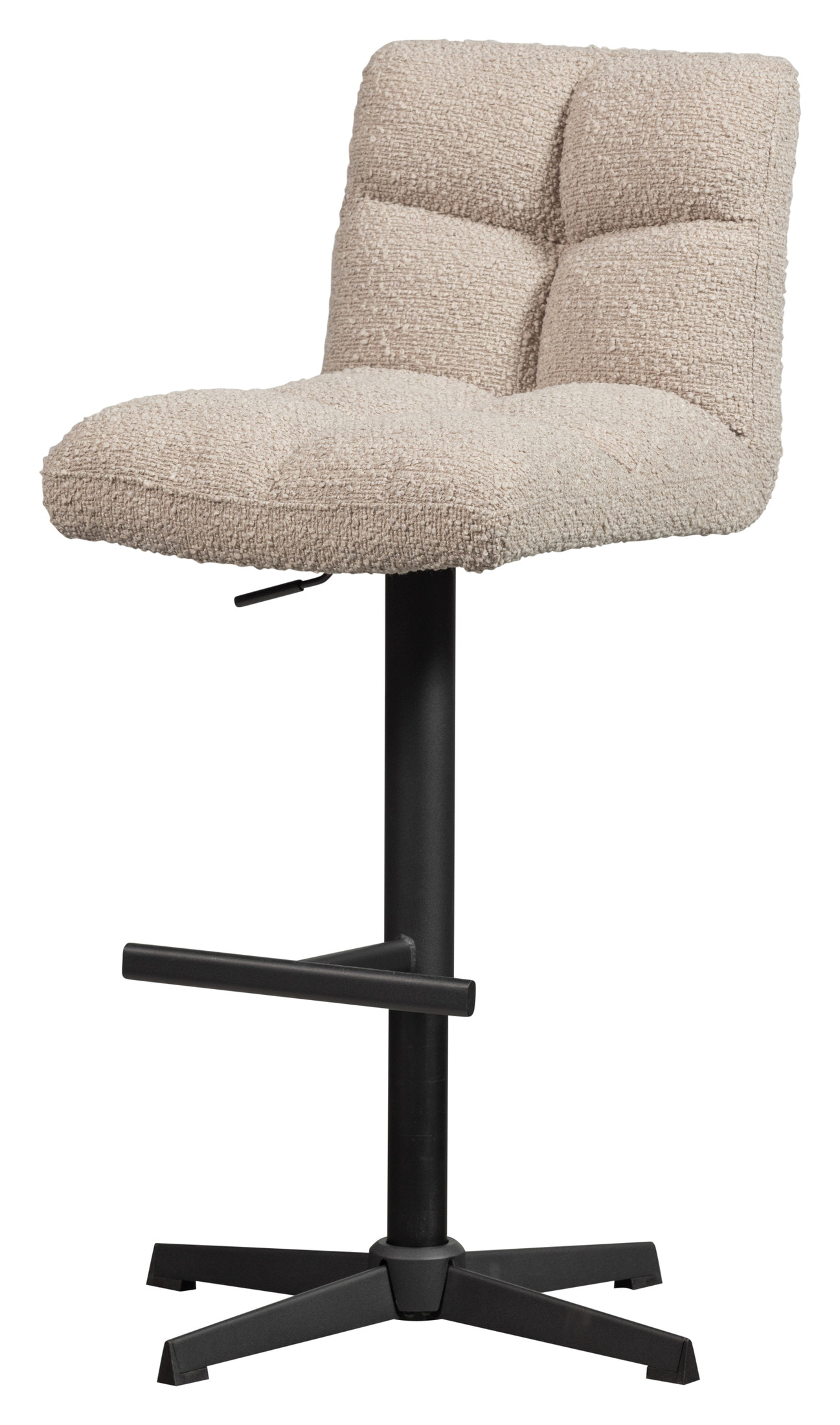 WOOOD Draaibare Barstoel 'Vinny' Bouclé, kleur Zand (zithoogte 60-80cm)