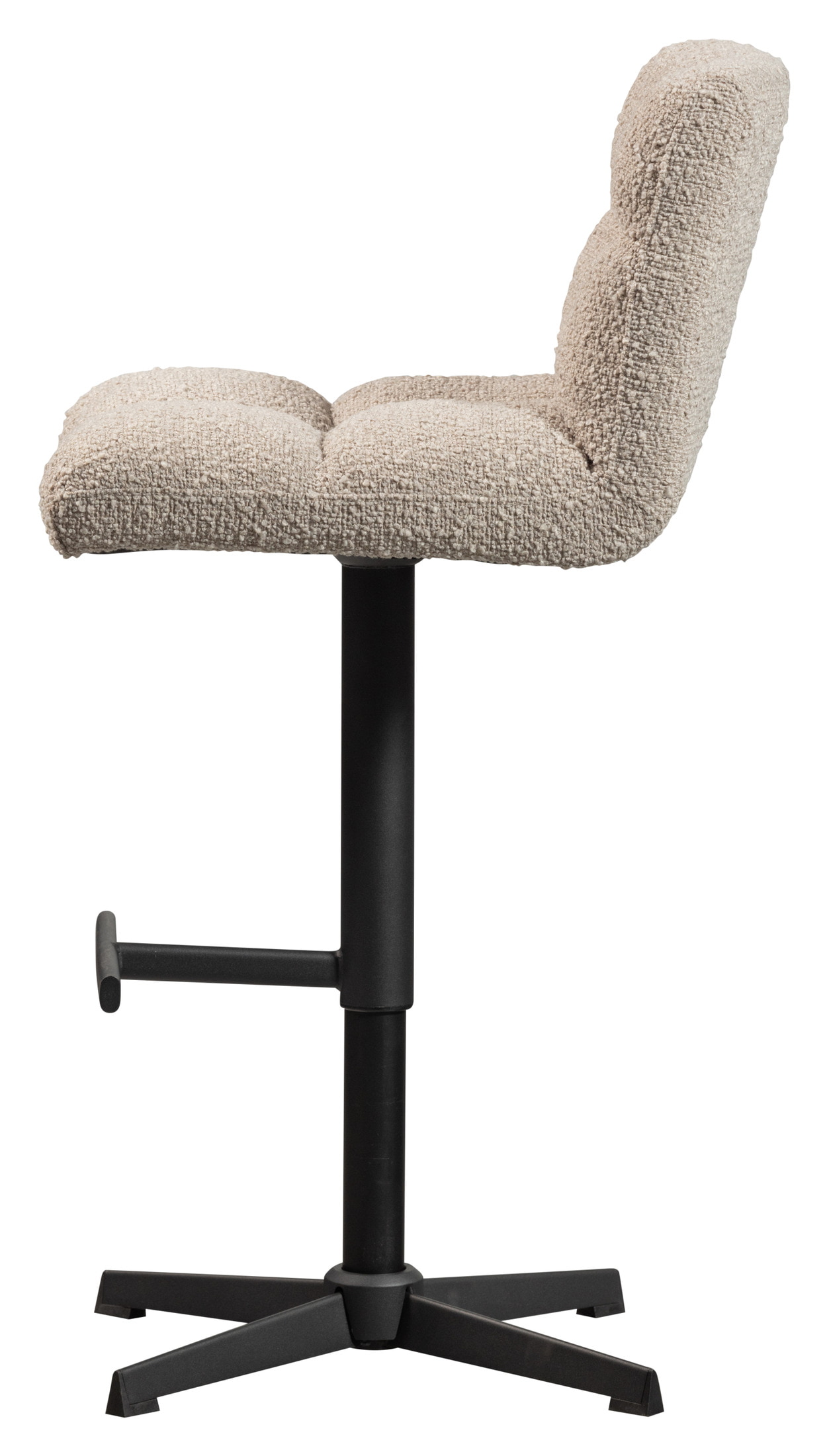 WOOOD Draaibare Barstoel 'Vinny' Bouclé, kleur Zand (zithoogte 60-80cm)