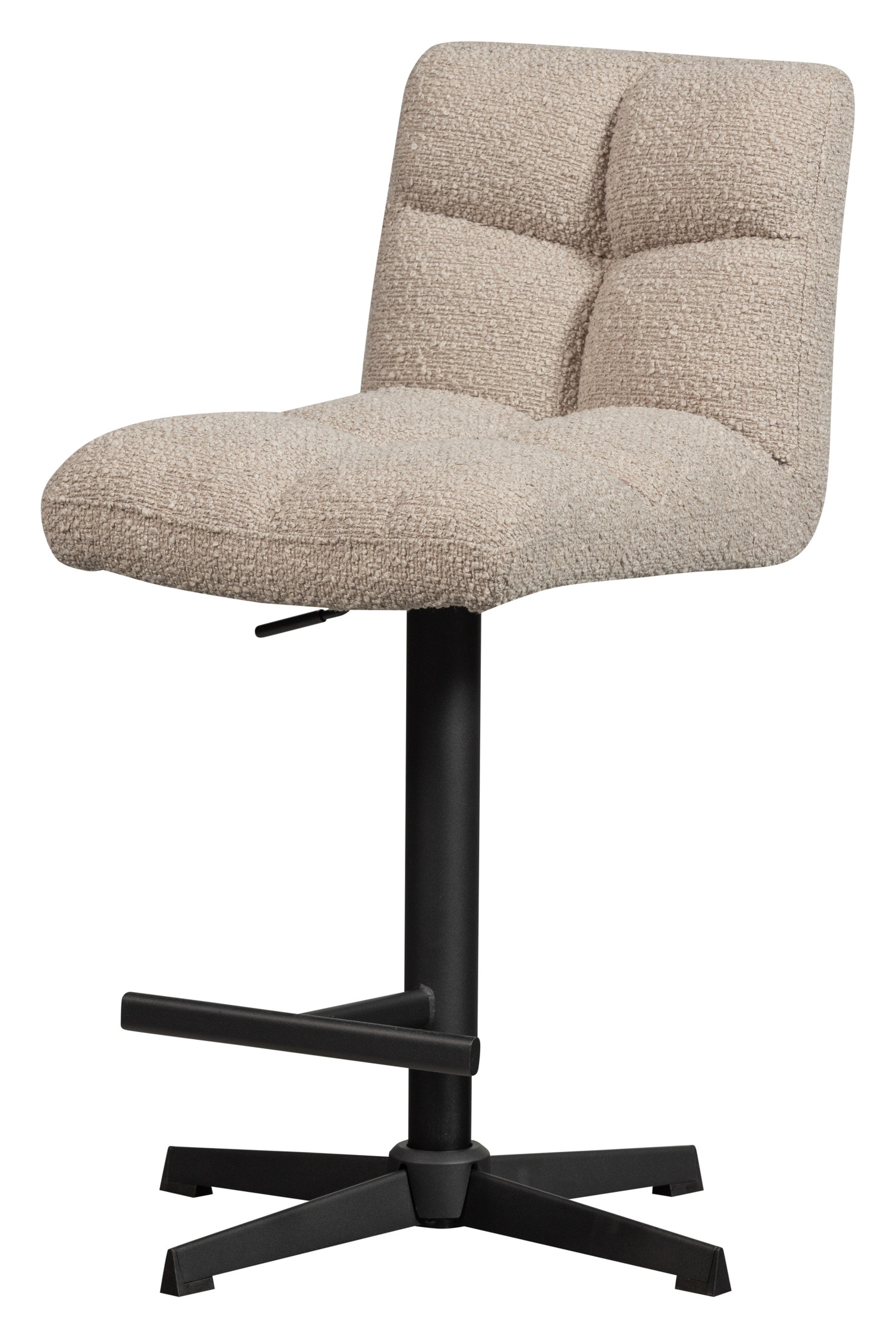 WOOOD Draaibare Barstoel 'Vinny' Bouclé, kleur Zand (zithoogte 60-80cm)